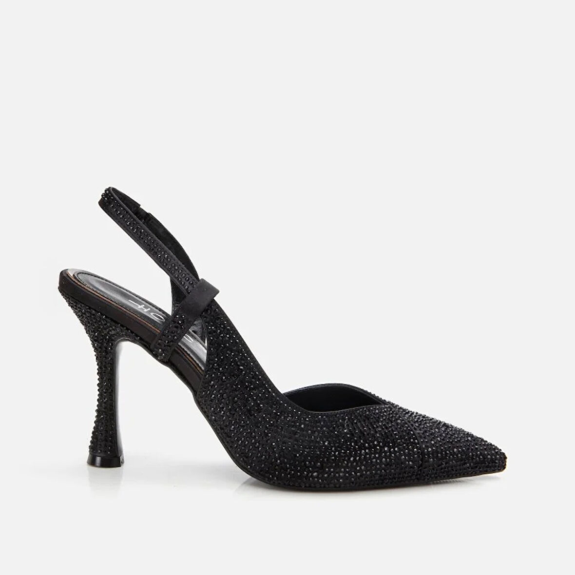 Siyah Kadın Taşlı Stiletto