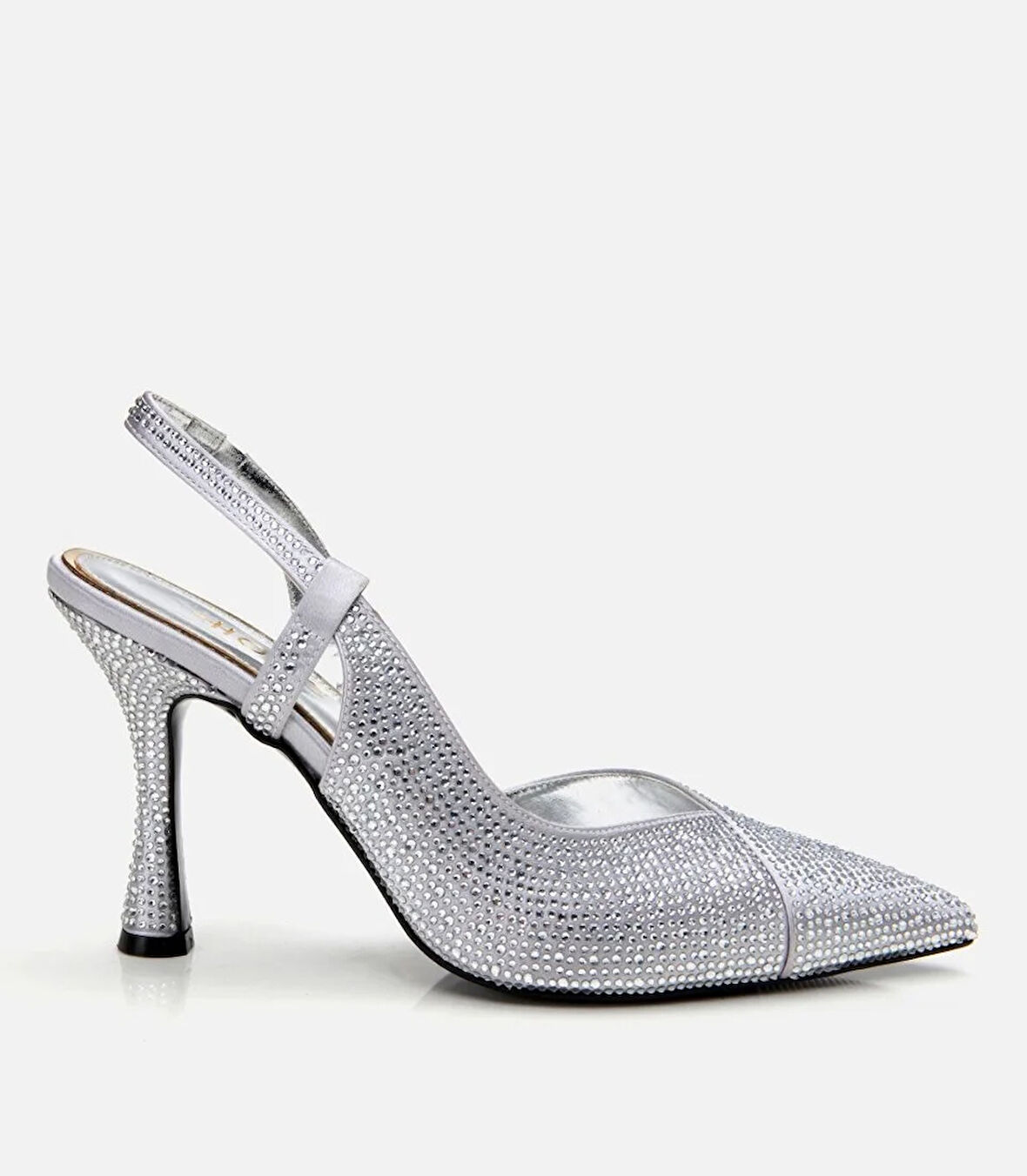 Kadın Lame Taşlı Arkası Açık Stiletto