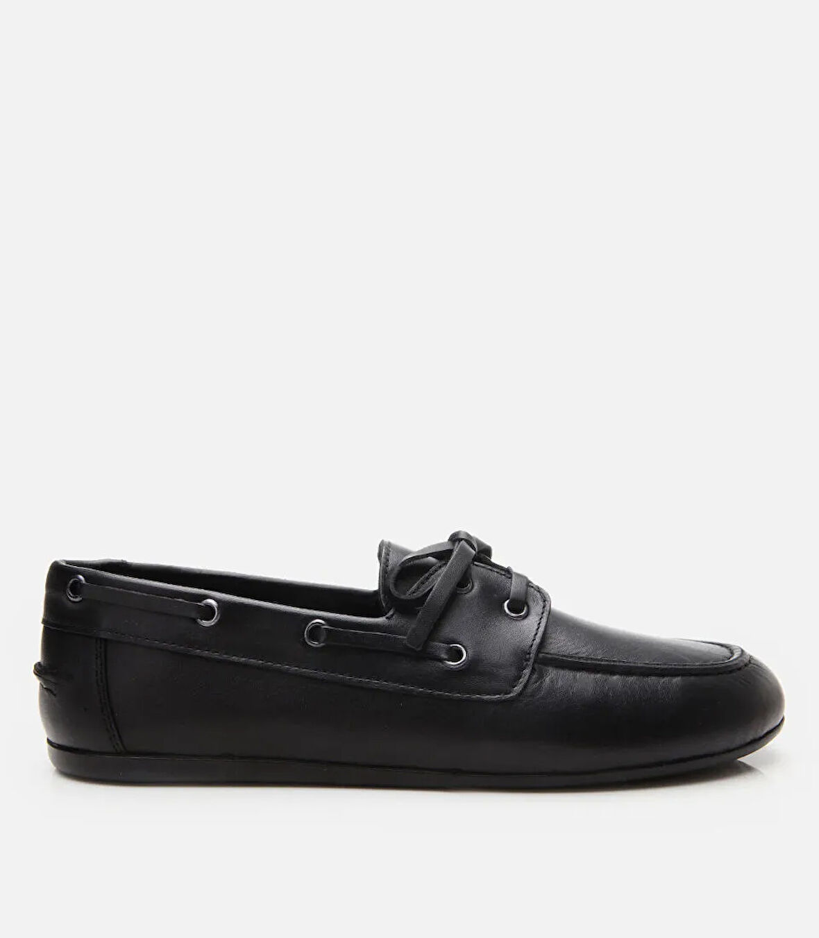 Kadın Deri Siyah Bağcıklı Günlük Loafer