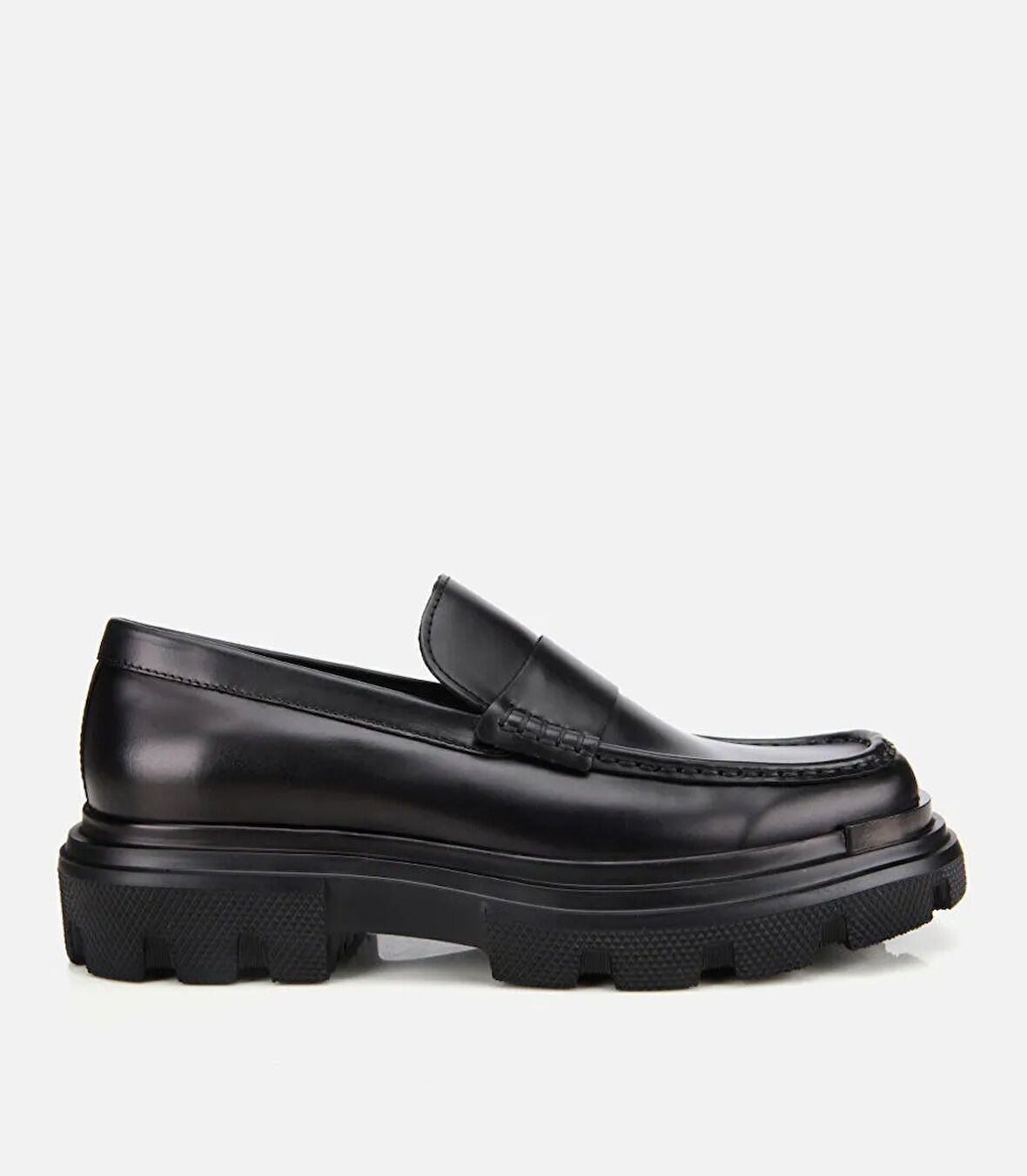Erkek Deri Siyah Yüksek Tabanlı Klasik Loafer
