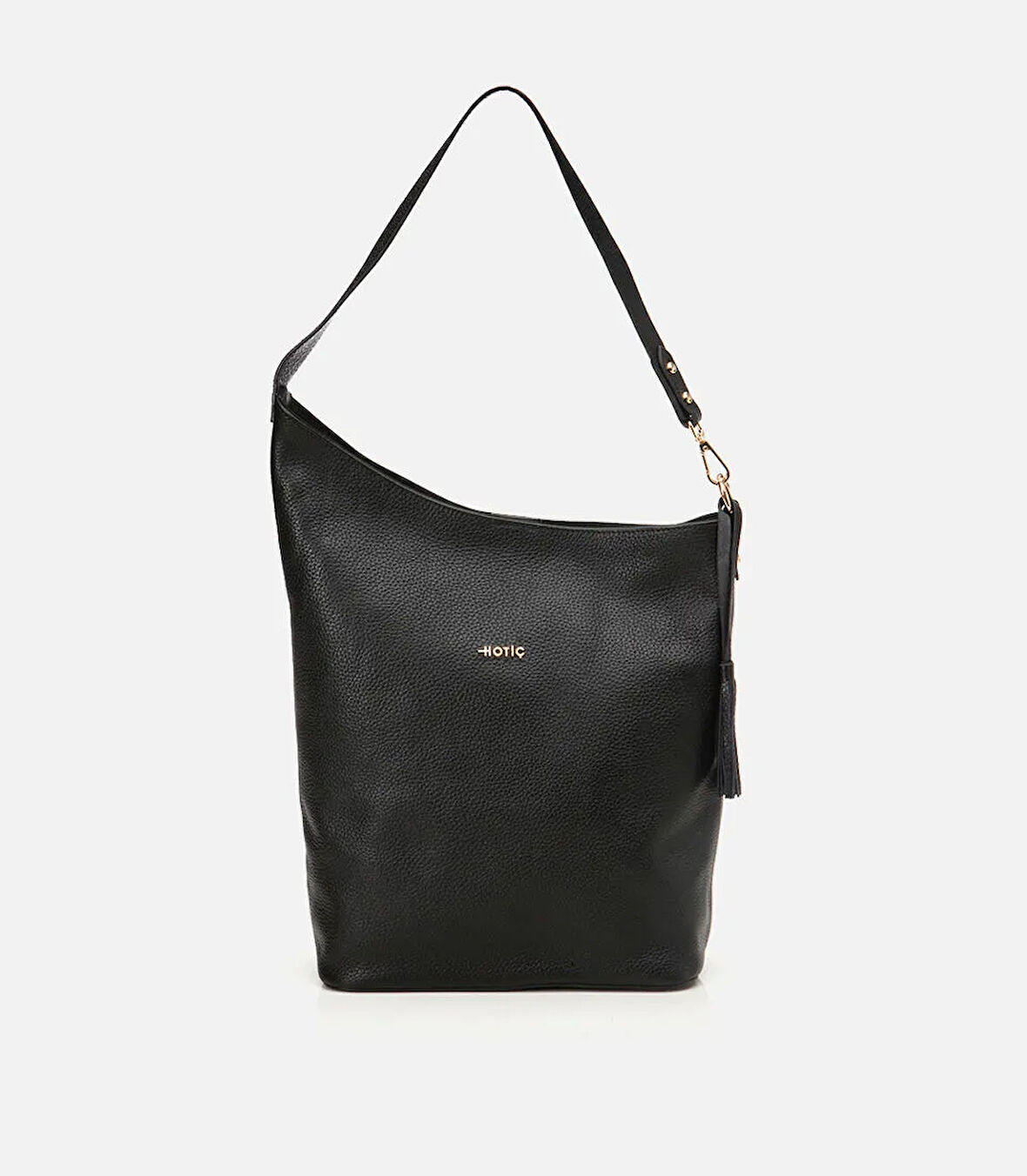 Kadın Deri Siyah Asimetrik Yumuşak Dokulu Omuz Çantası