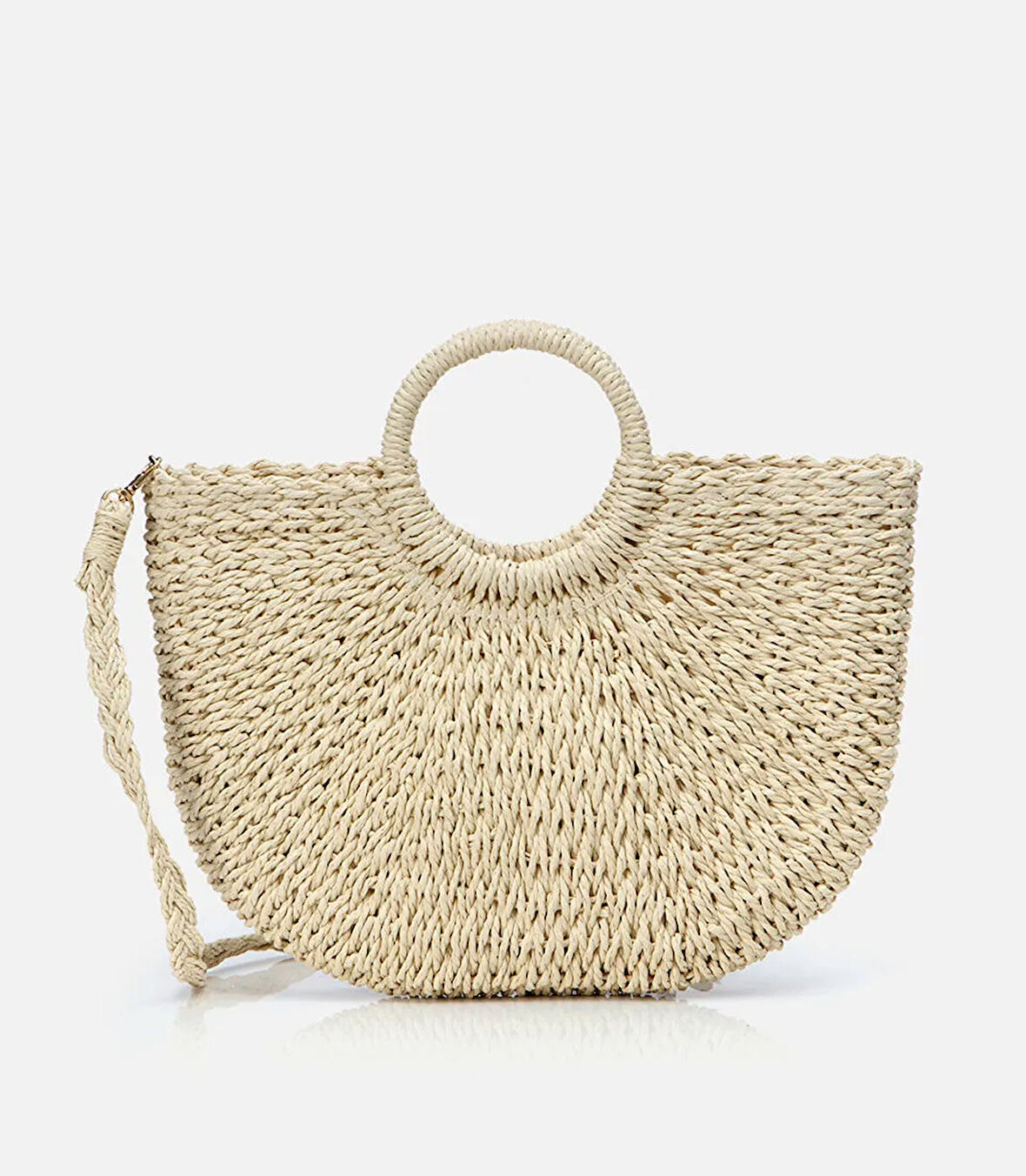 Kadın Ekru Hasır Omuz Çantası