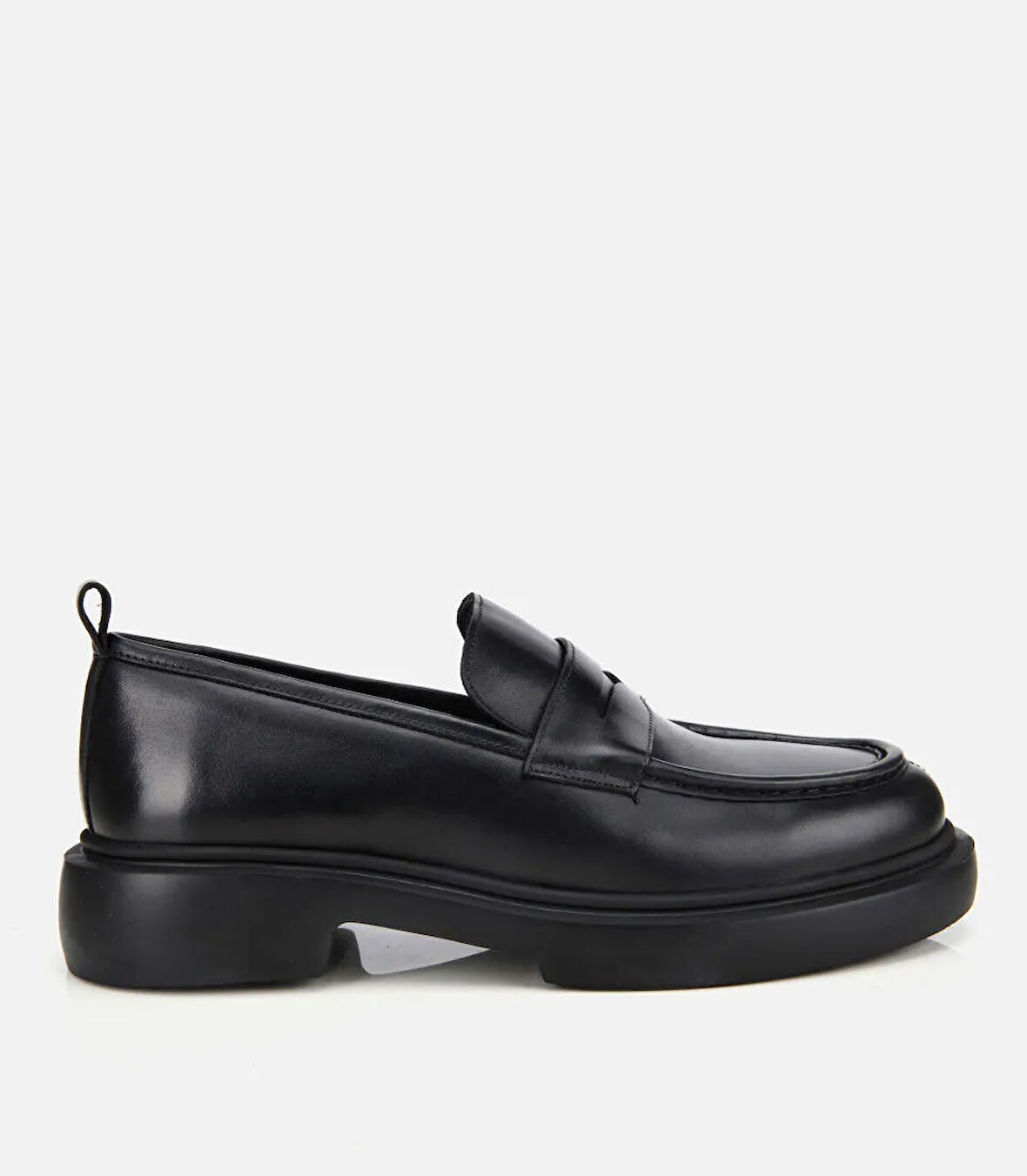 Erkek Deri Siyah Yüksek Tabanlı Klasik Loafer