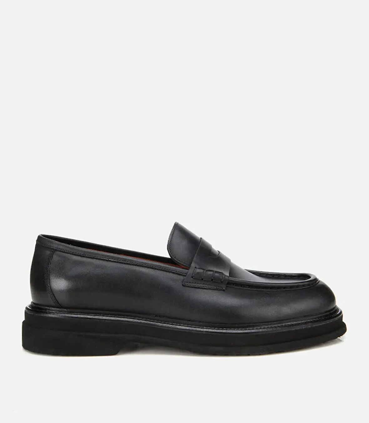 Erkek Deri Siyah Yumuşak Dokulu Kalın Tabanlı Klasik Loafer