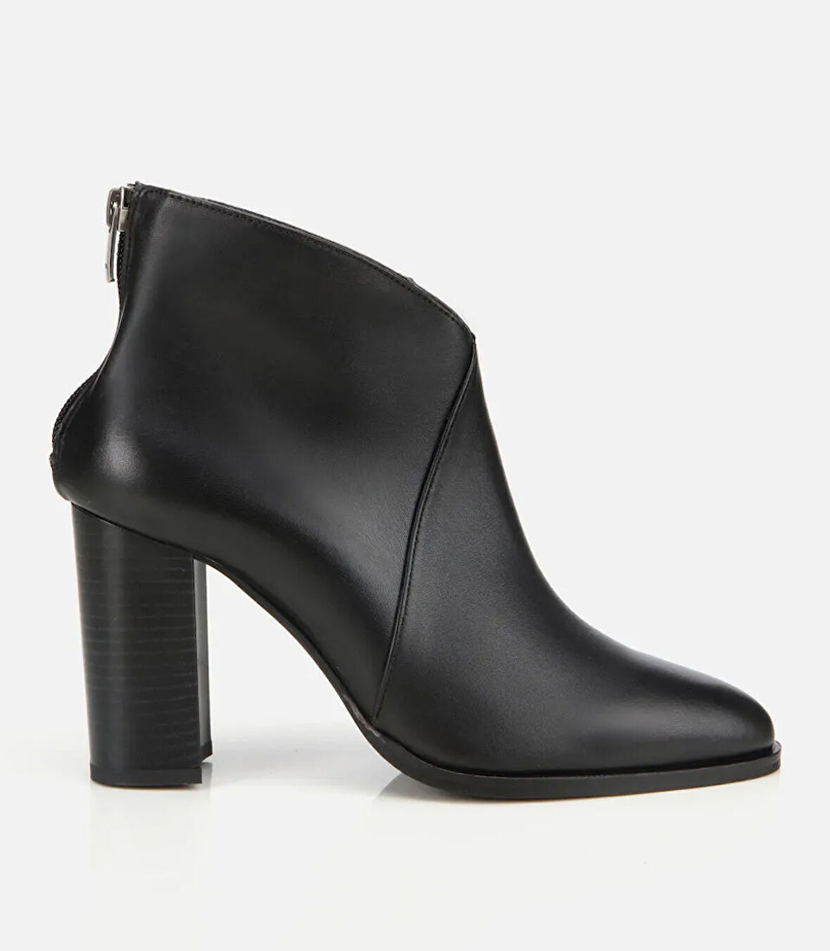 Kadın Deri Siyah Yumuşak Bilekte Topuklu Bot