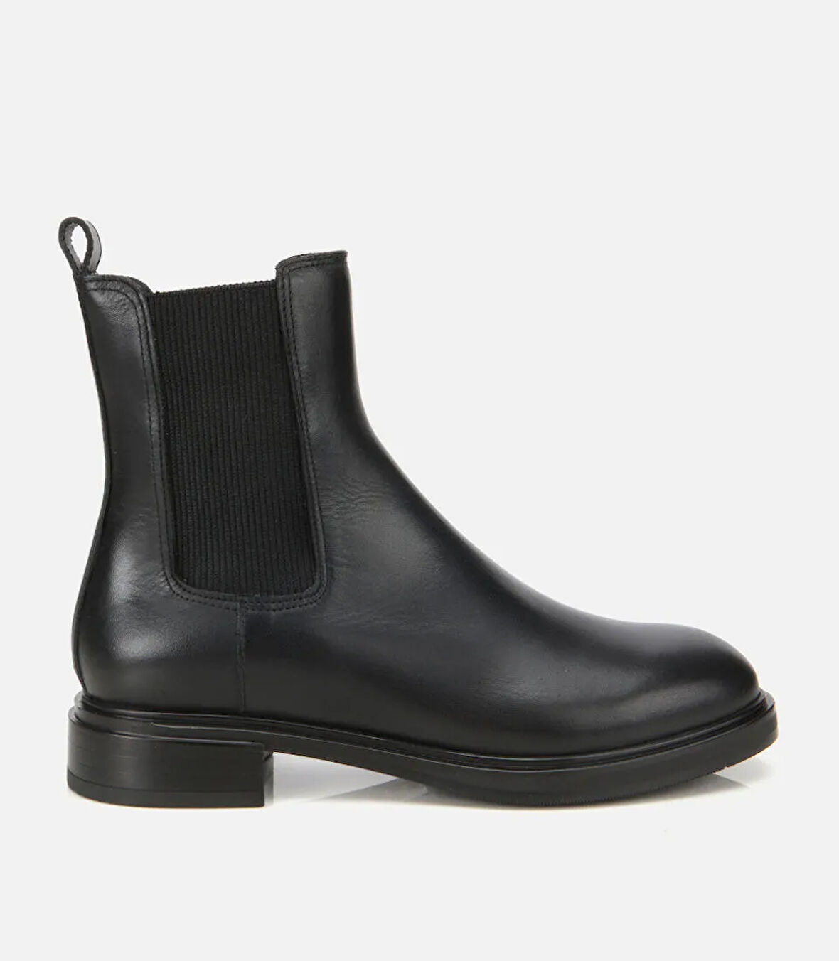 Kadın Deri Siyah Lastik Detaylı Düz Bot