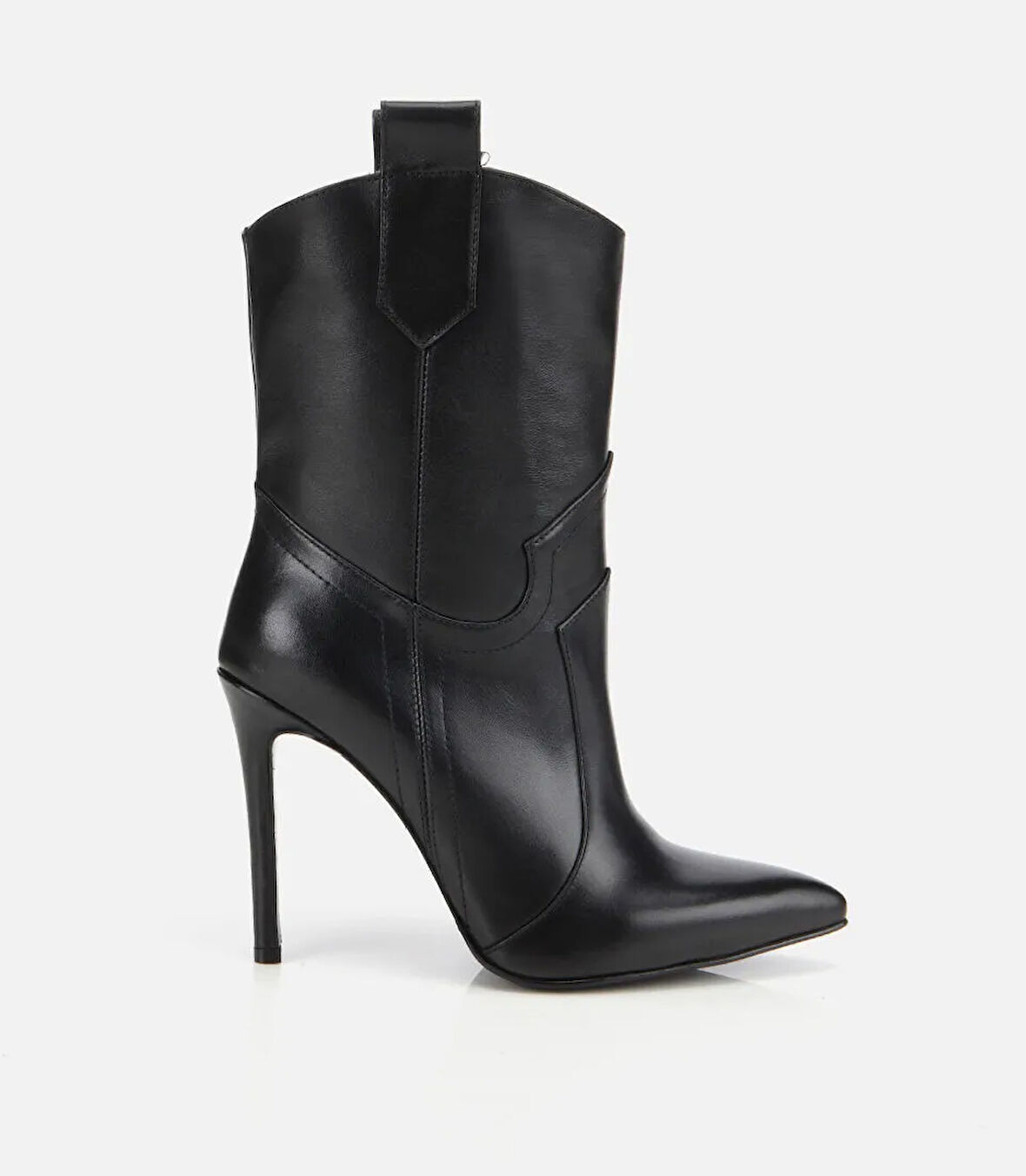 Kadın Deri Siyah Sivri Burunlu Yüksek Topuklu Bot