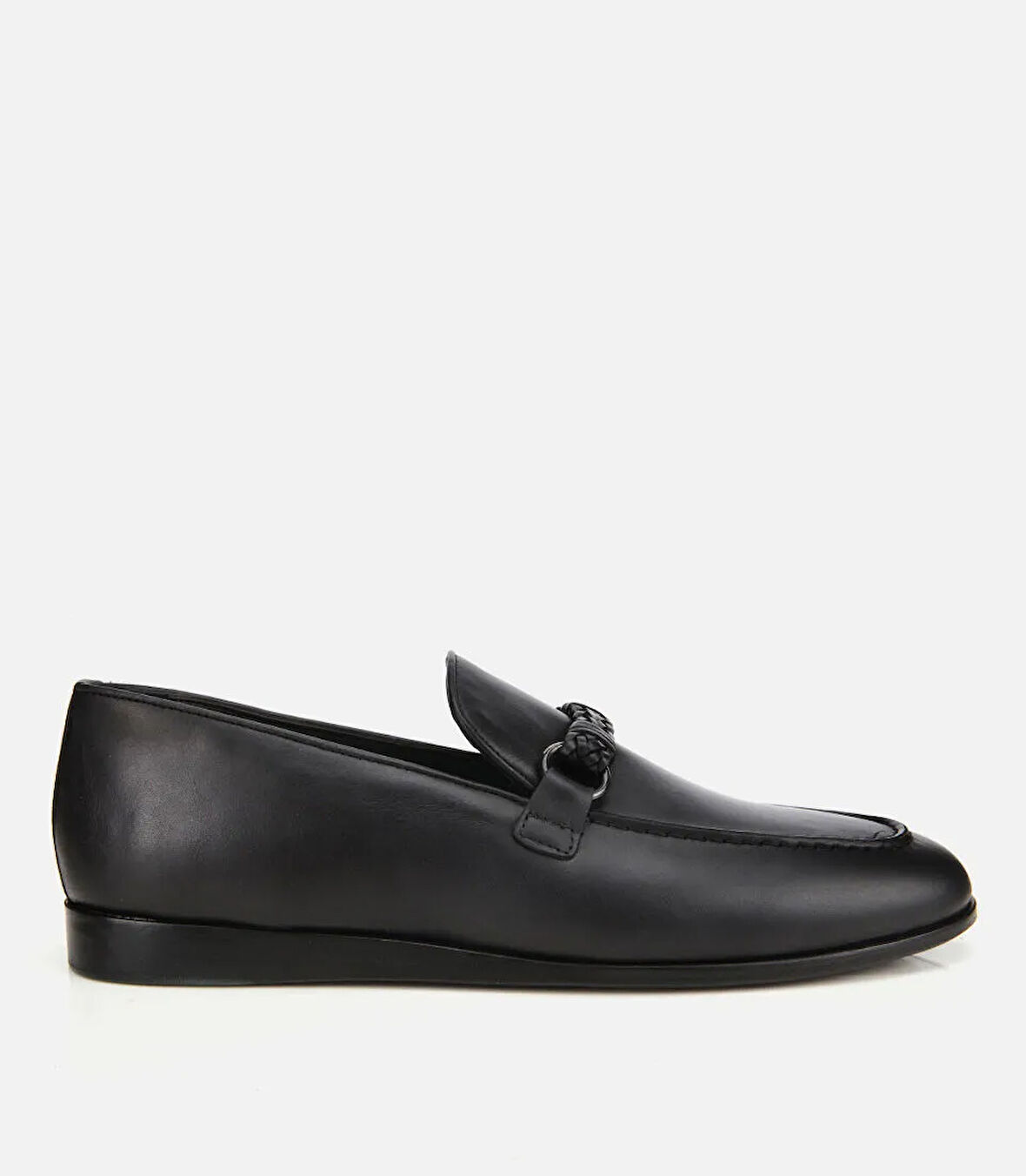 Erkek Deri Siyah Toka Detaylı Klasik Loafer