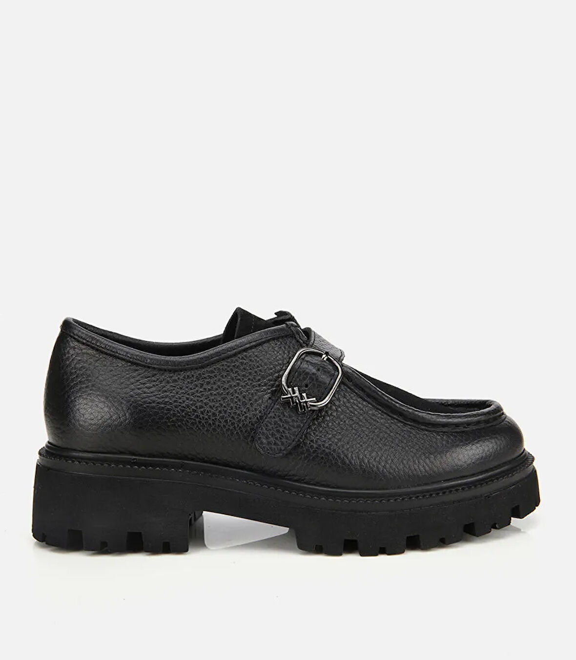 Kadın Süet Deri Siyah Toka Detaylı Yüksek Tabanlı Günlük Loafer