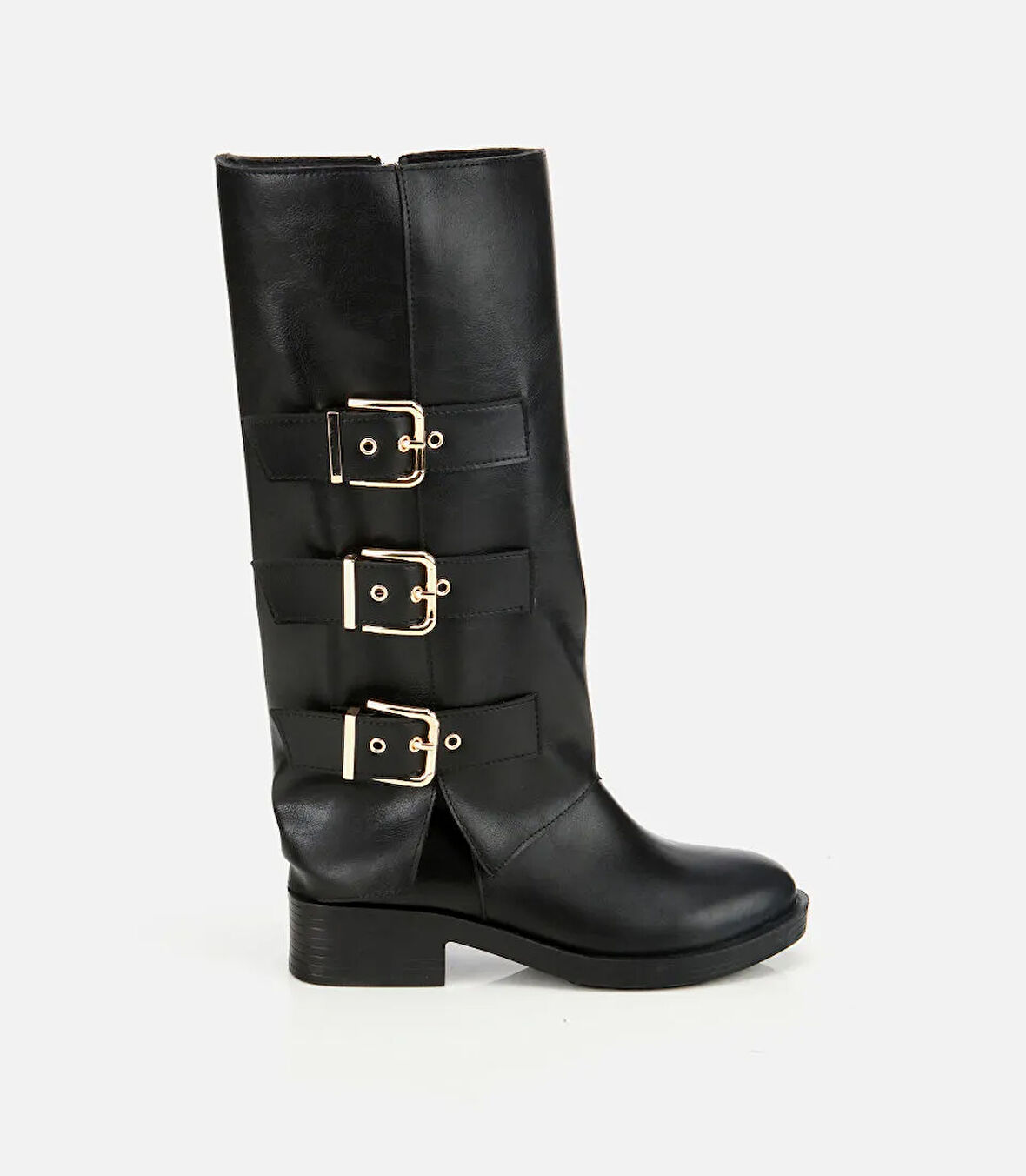 Kadın Siyah Tokalı Düz Çizme