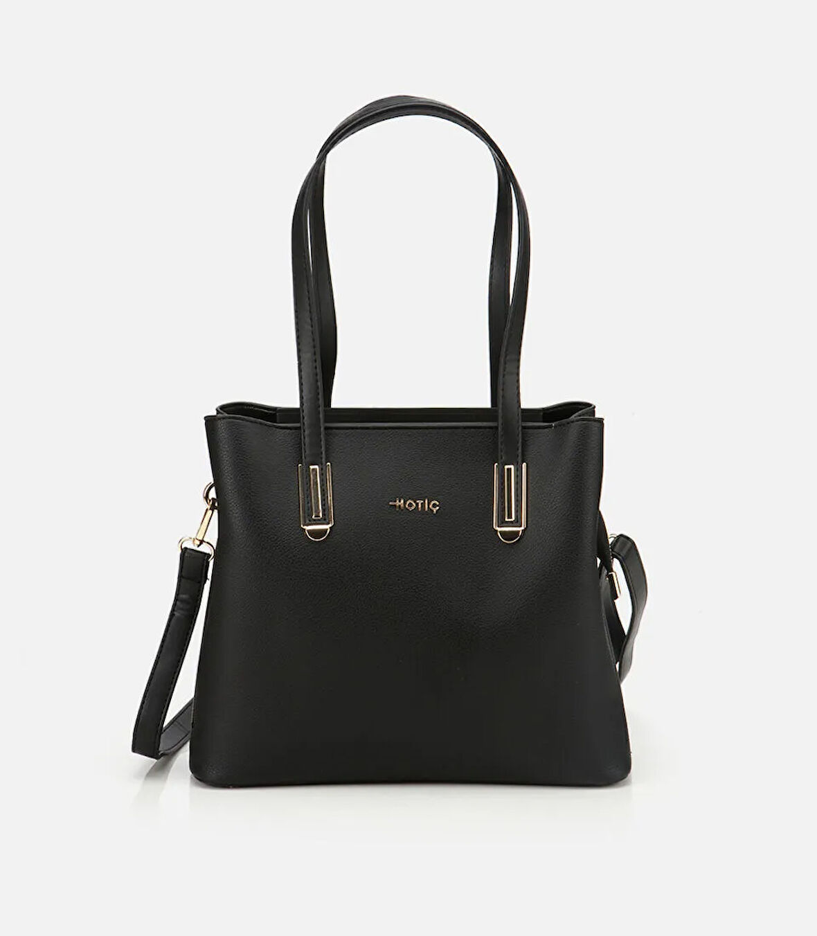 Kadın Siyah Gold Aksesuarlı Omuz Çantası