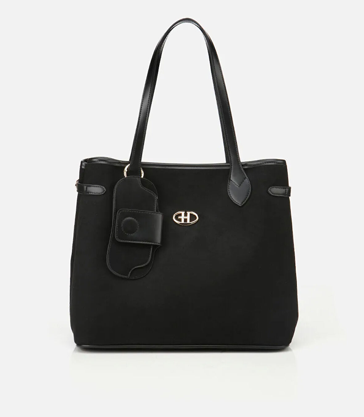 Kadın Süet Siyah Aksesuarlı Omuz Çantası