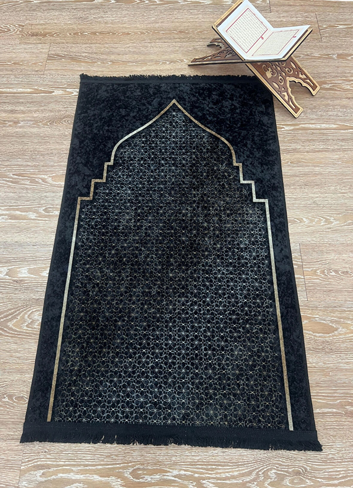 Seccade Saçaklı (lateks Taban) 75x125 Ebat - Siyah