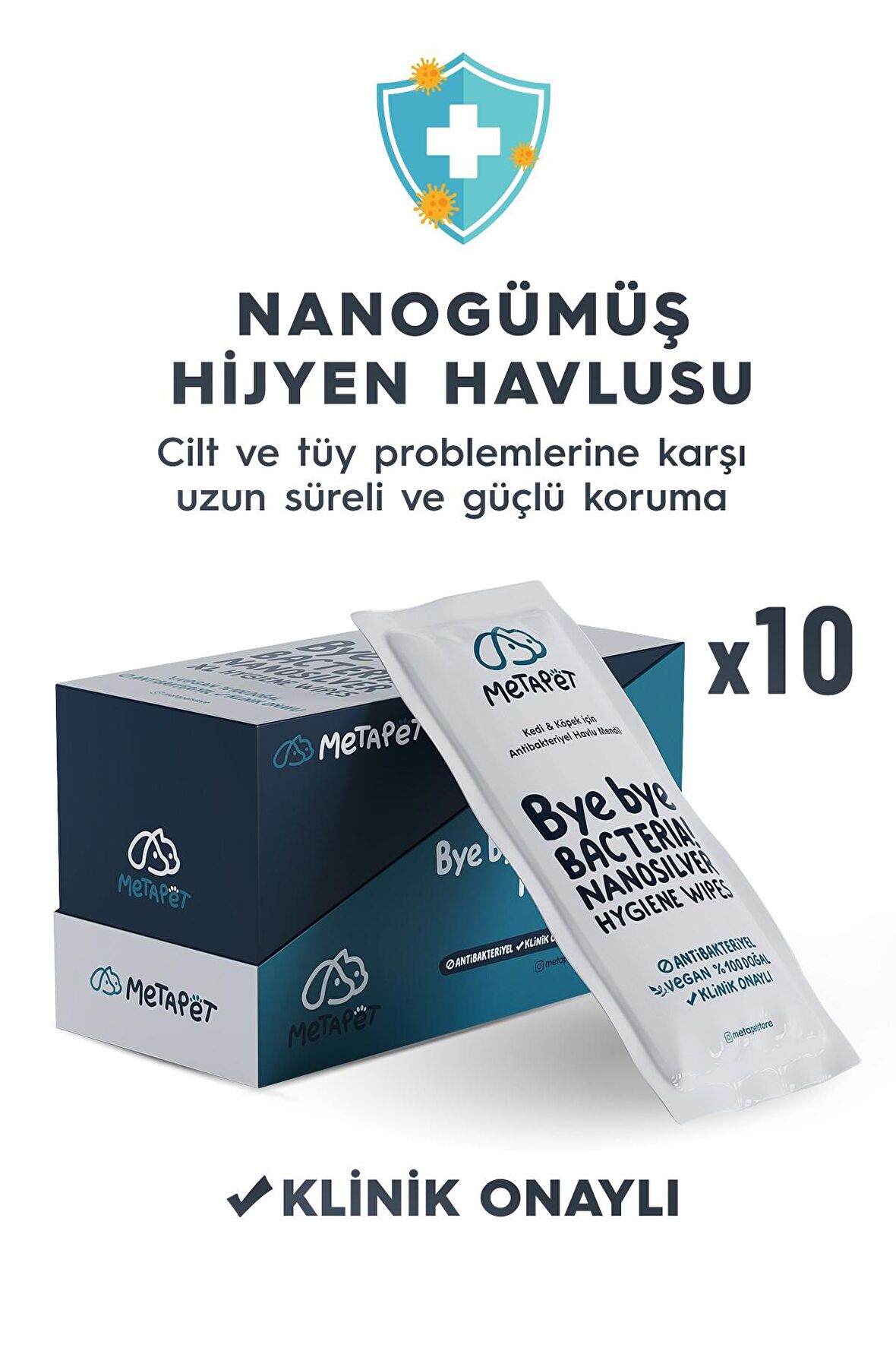 XXL Havlu Nano Gümüş Kedi Hijyen, Dış Parazit Bakımı Damla, Göz Kulak ve Ağız Temizleme