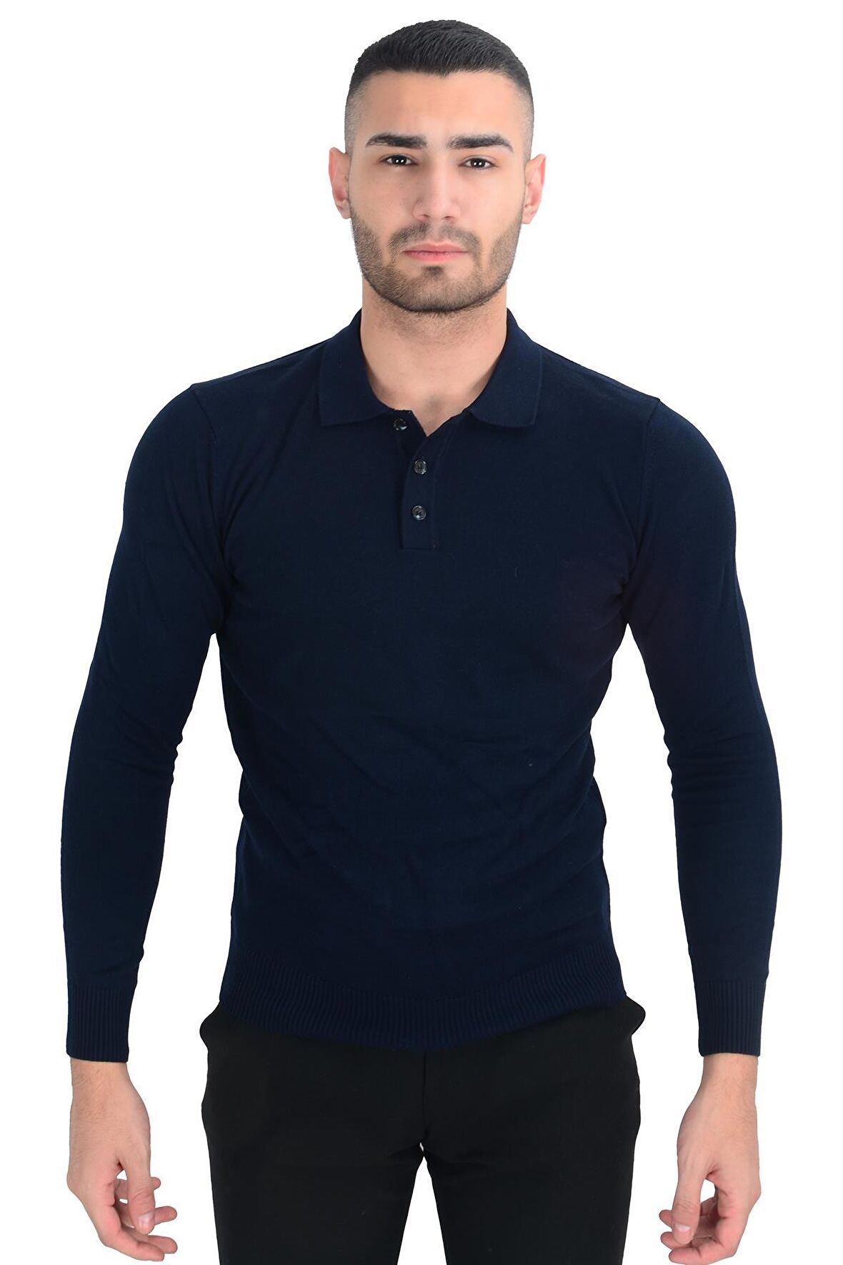 Cengiz İnler Polo Yaka Basic Erkek Triko Kazak
