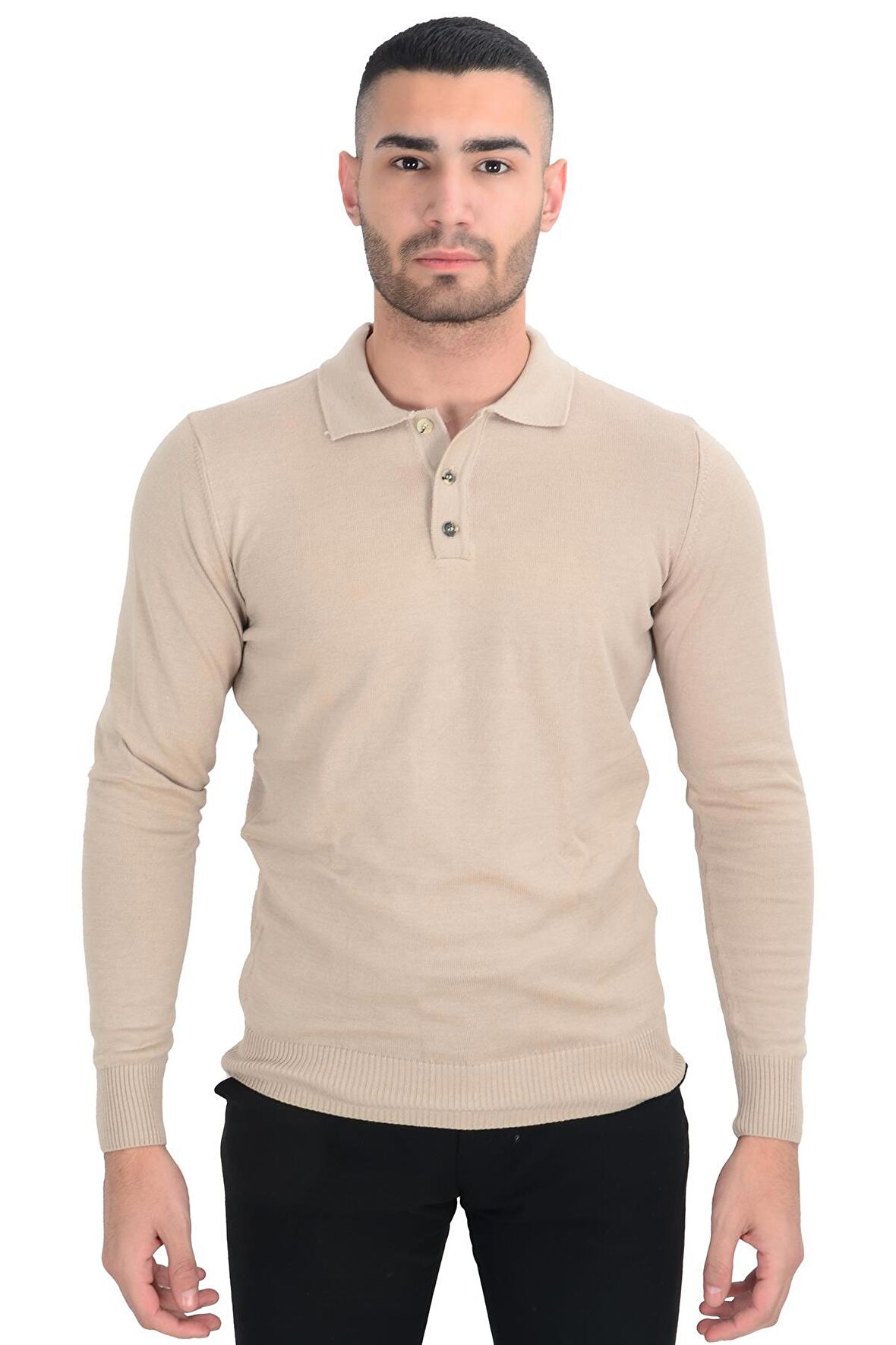 Cengiz İnler Polo Yaka Basic Erkek Triko Kazak
