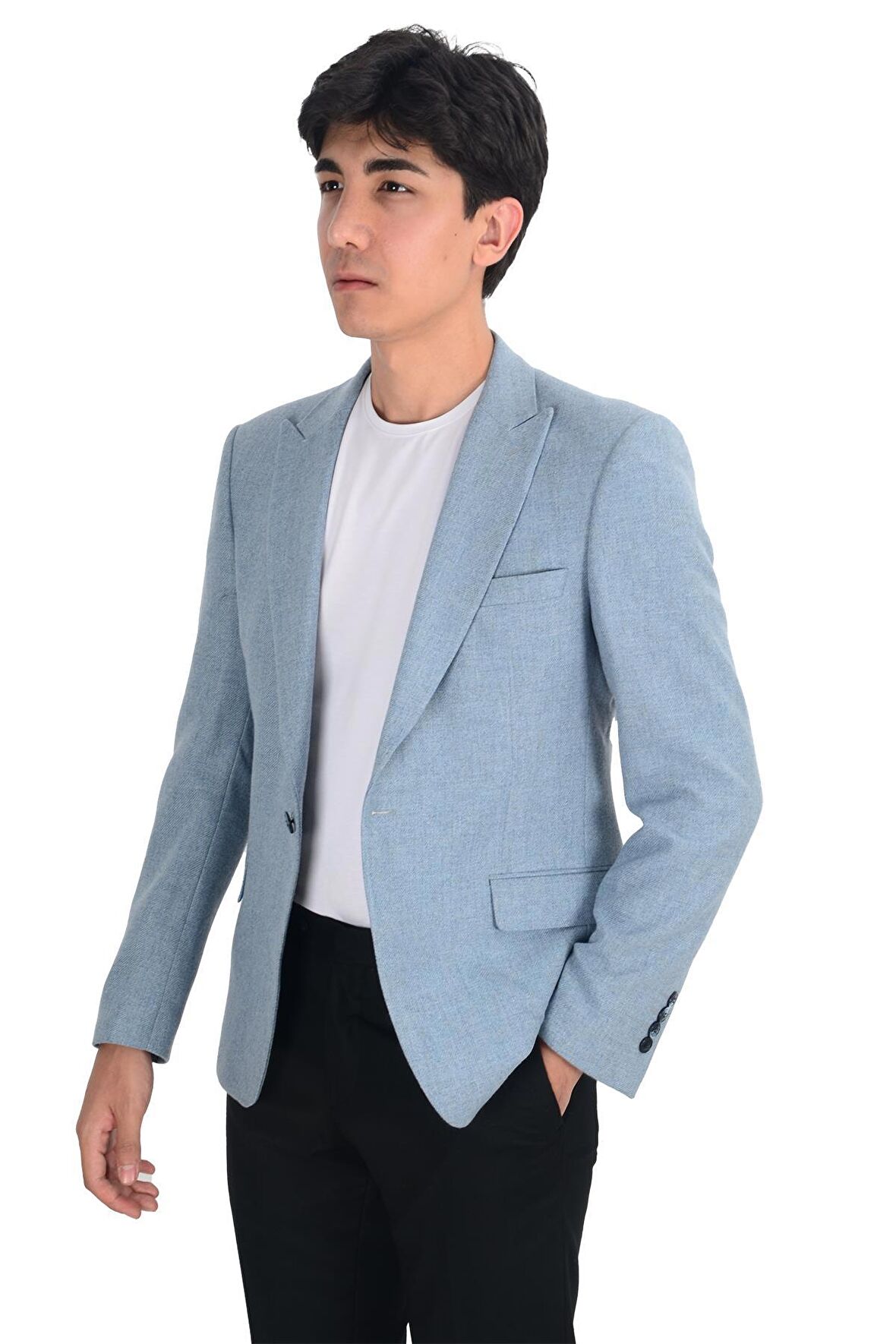 Cengiz İnler Kırlangıç Yaka Yün Karışımı Slim Erkek Ceket