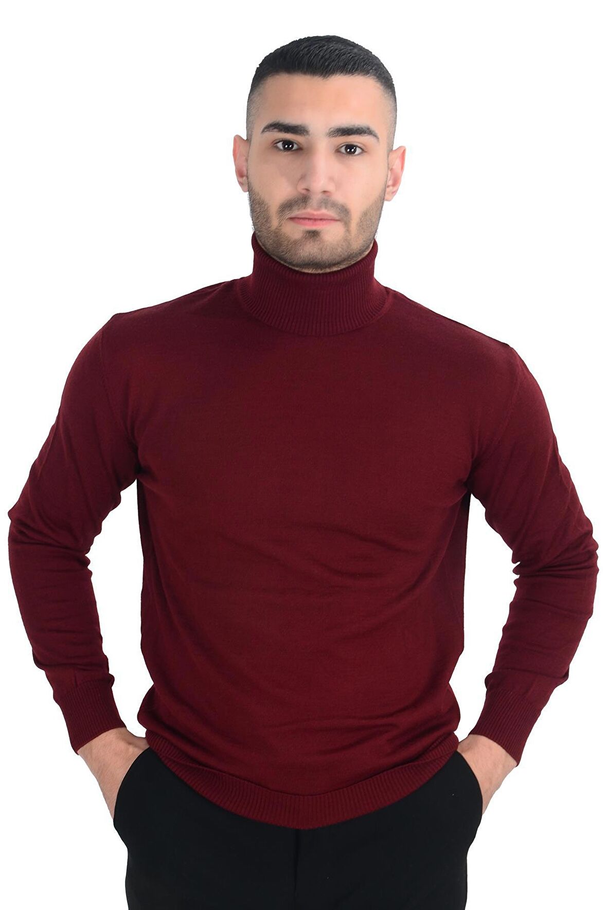 Cengiz İnler Tam Balıkçı Yaka Yünlü Erkek Triko Kazak