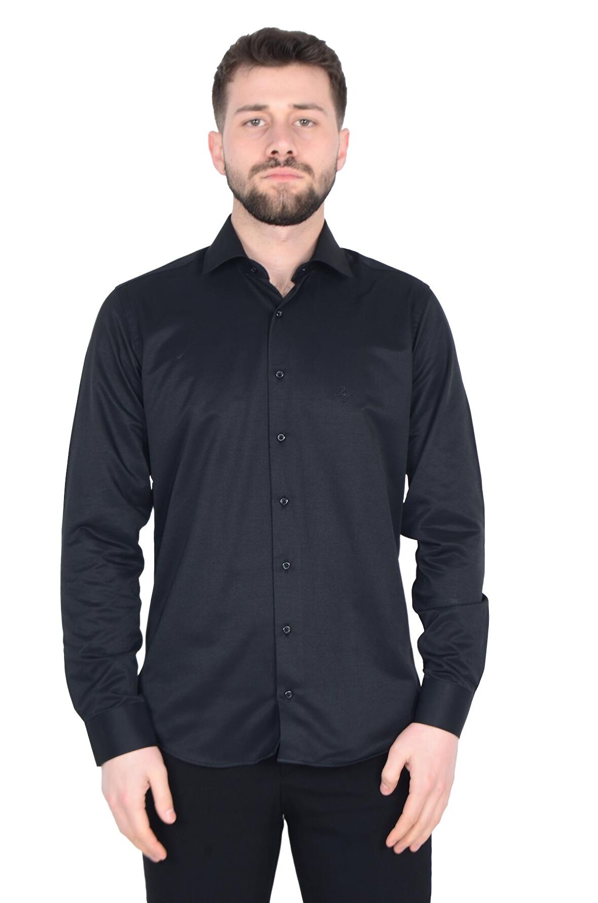 Cengiz İnler İtalyan Yaka Slim Fit Erkek Pamuk Gömlek