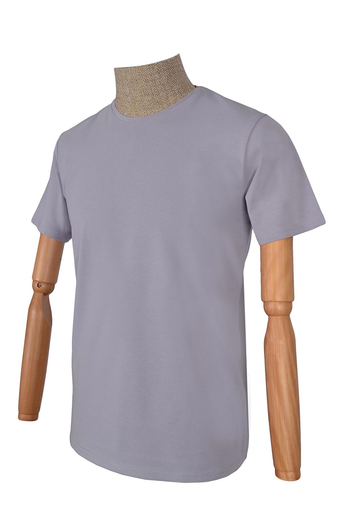 Sıfır Yaka Düz Slim T-Shirt