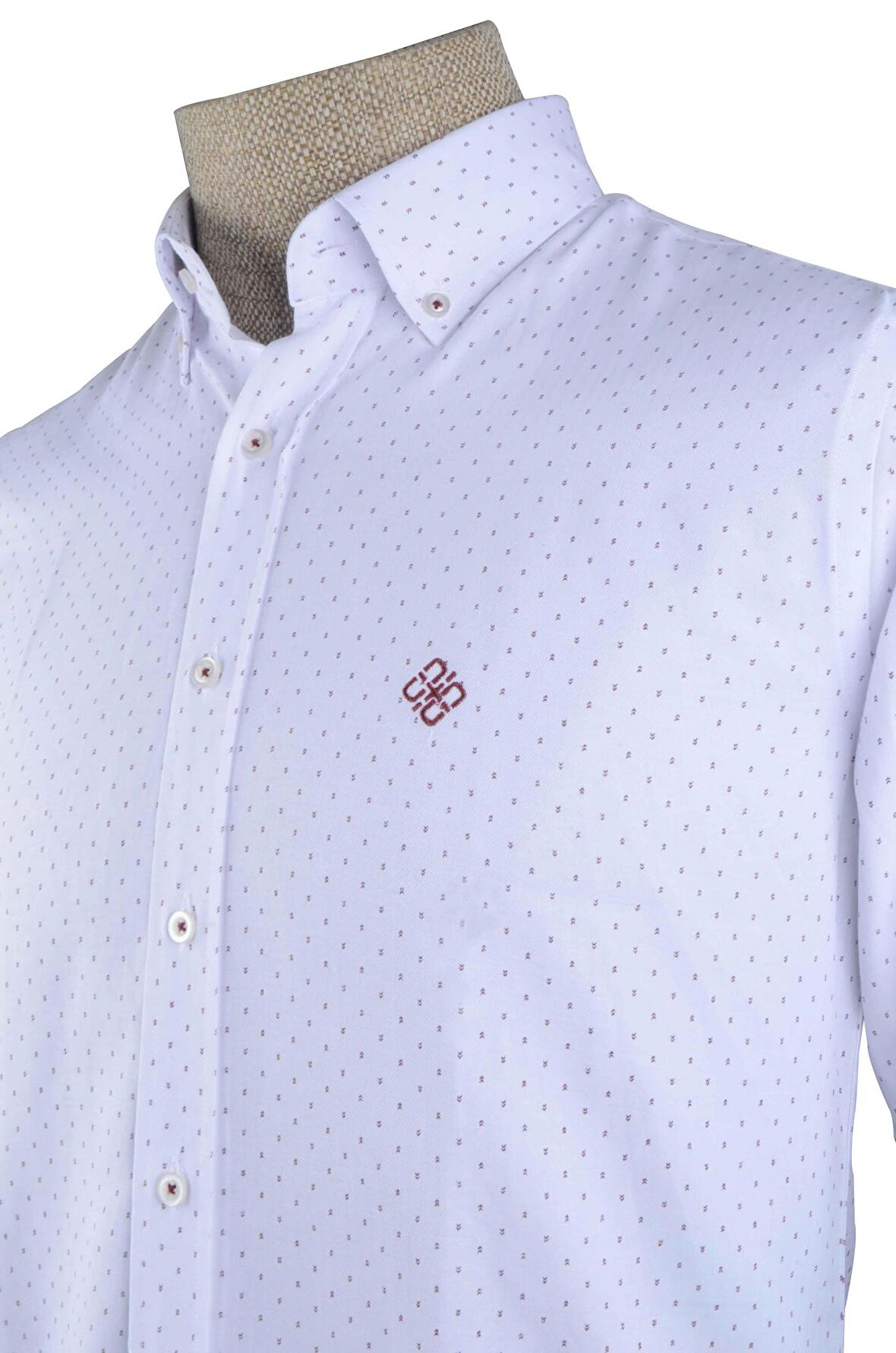 Cengiz İnler Küçük Puantiye Desenli Slim Fit Erkek Gömlek