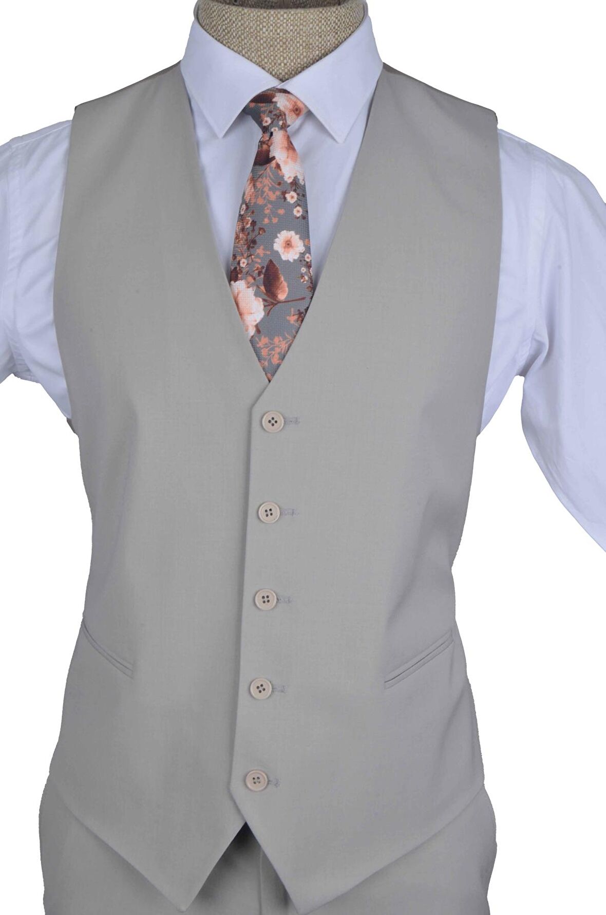 Cengiz İnler Kırlangıç Yaka Slim Fit Yelekli Erkek Takım Elbise