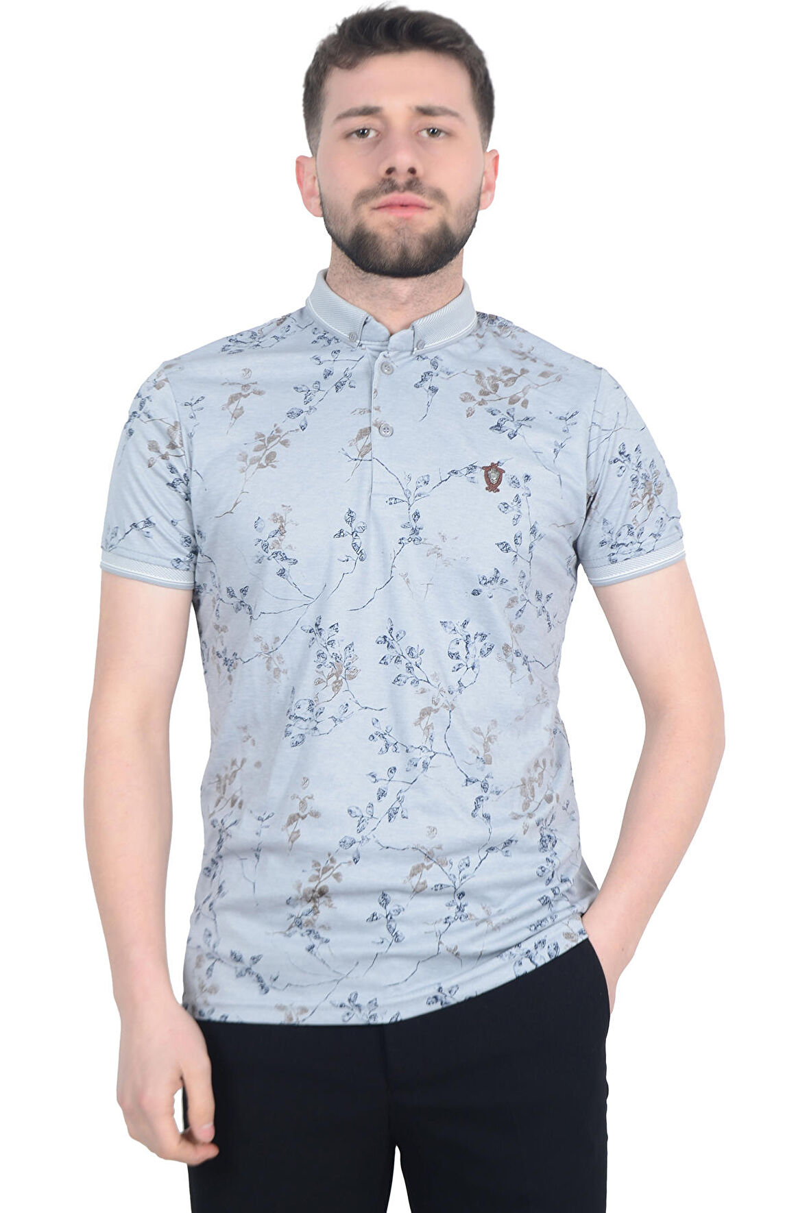 Cengiz İnler Sarmaşık Desenli Erkek Polo Yaka T-shirt