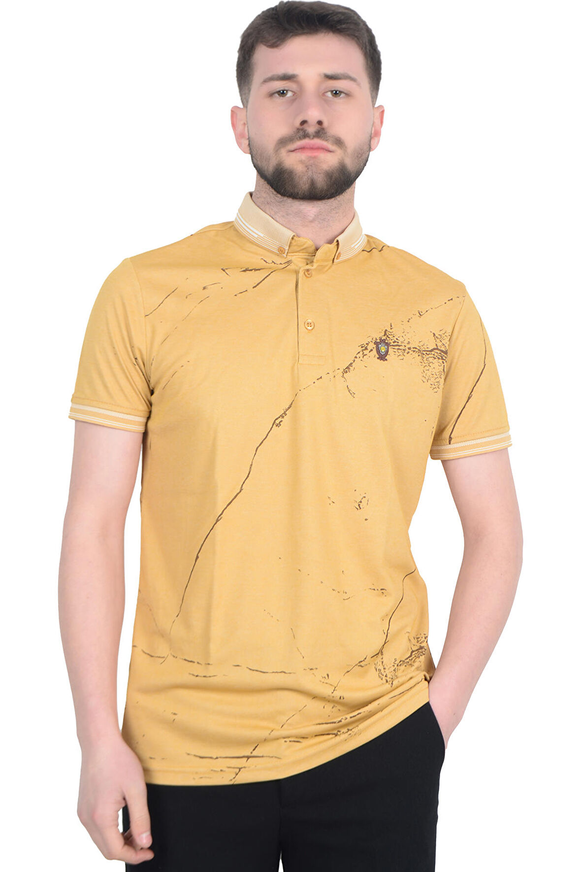 Cengiz İnler Baskı Desenli Erkek Polo Yaka  T-shirt