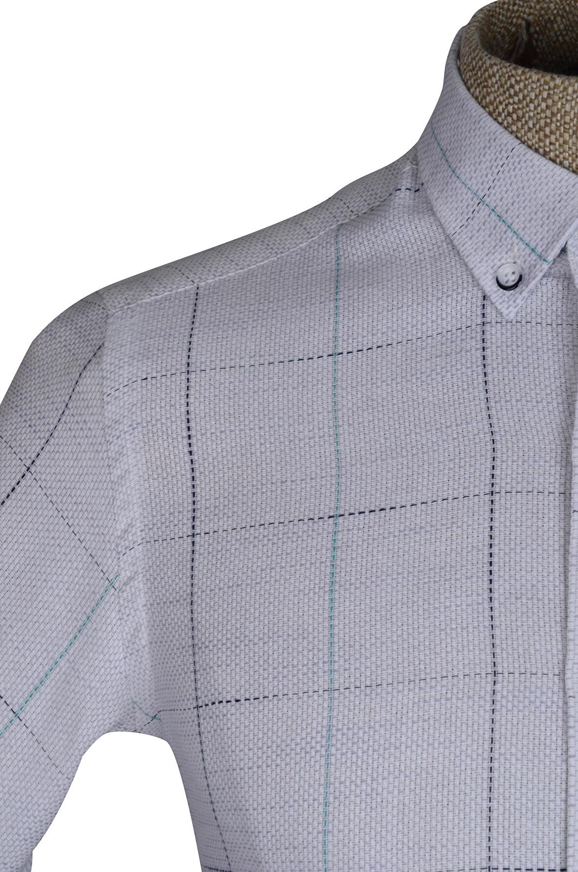 Cengiz İnler Düğmeli Yaka Ekoseli Silimfit Erkek Gömlek