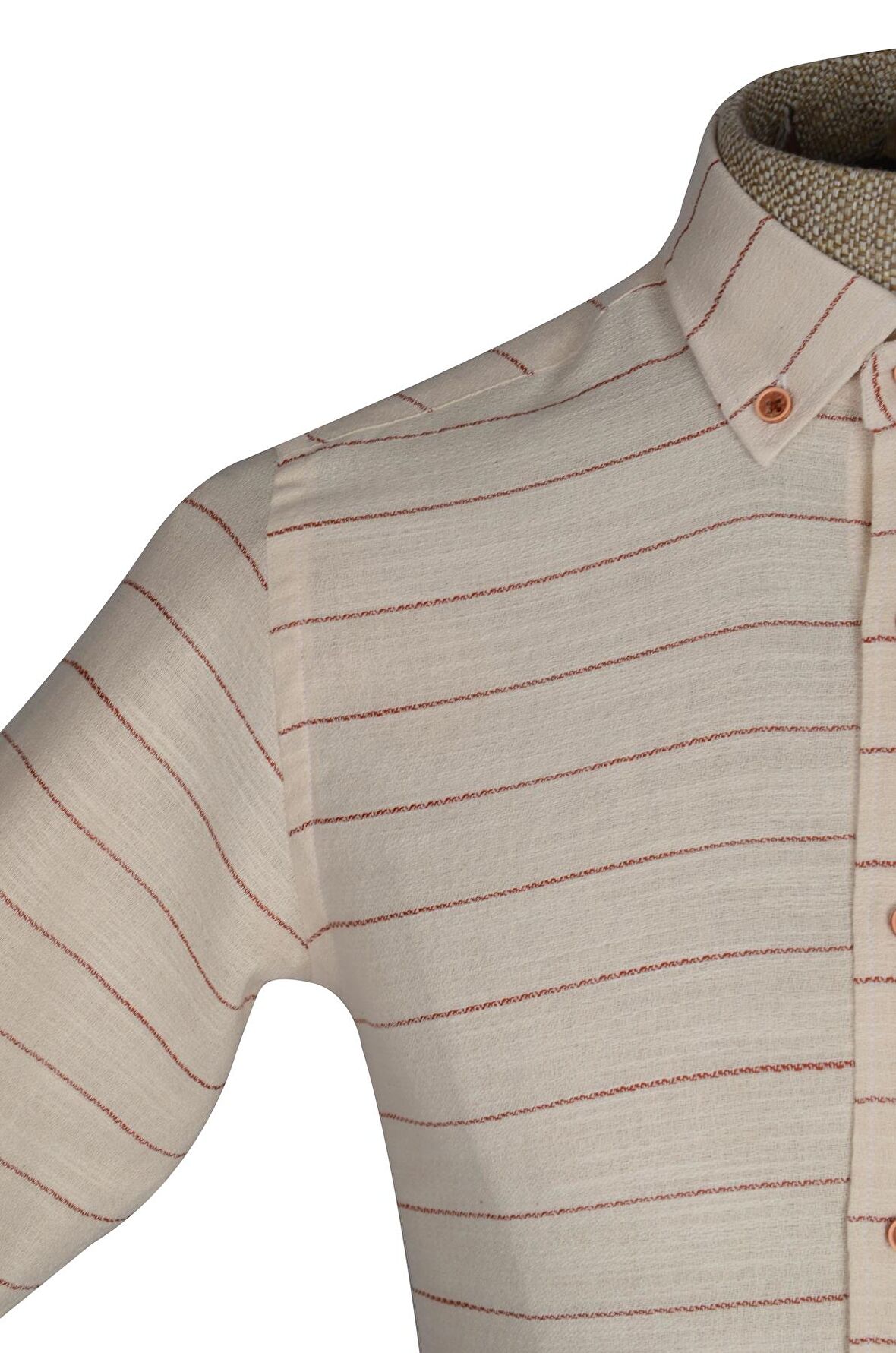 Yaka Düğmeli İnce Çizgili Silimfit Erkek Gömlek