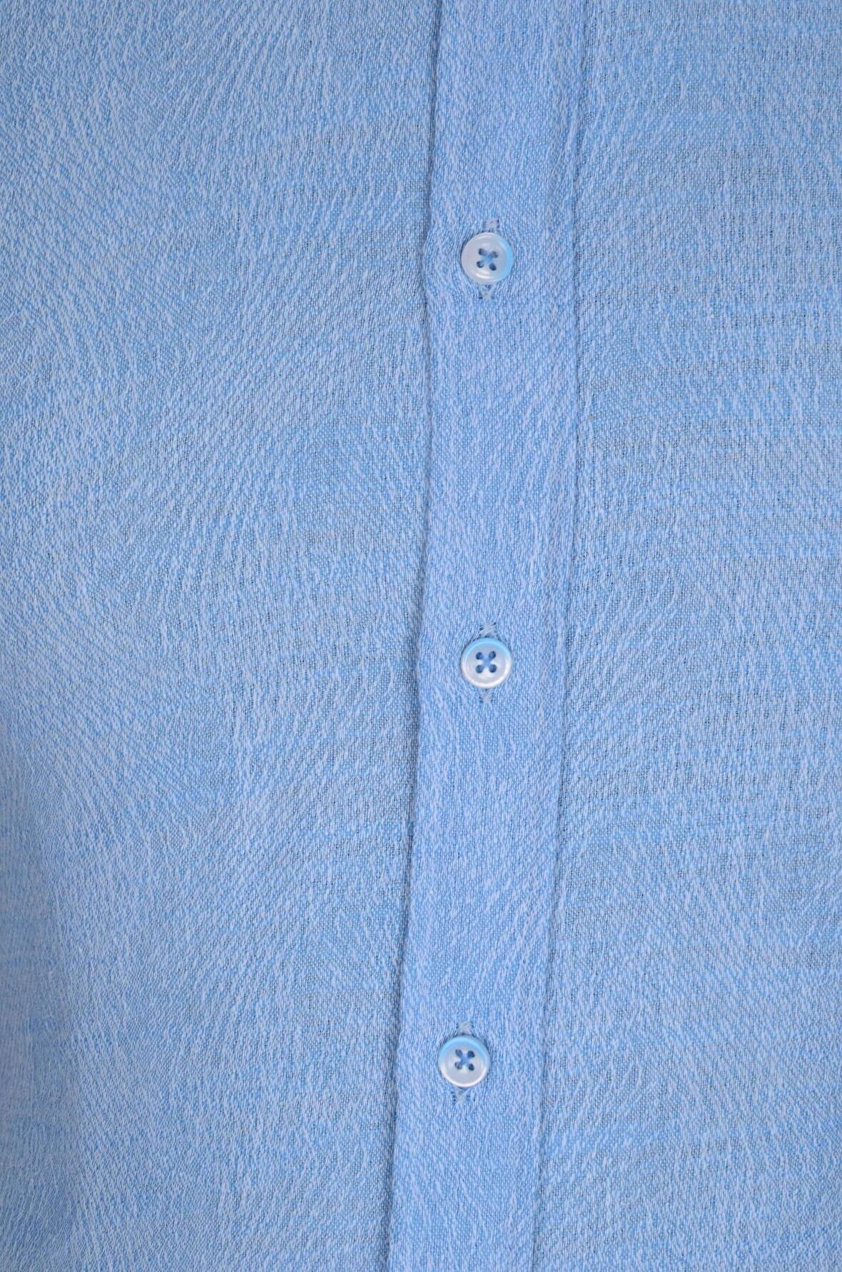 Yaka Düğmeli Kendinden Desenli Slimfit Erkek Gömlek