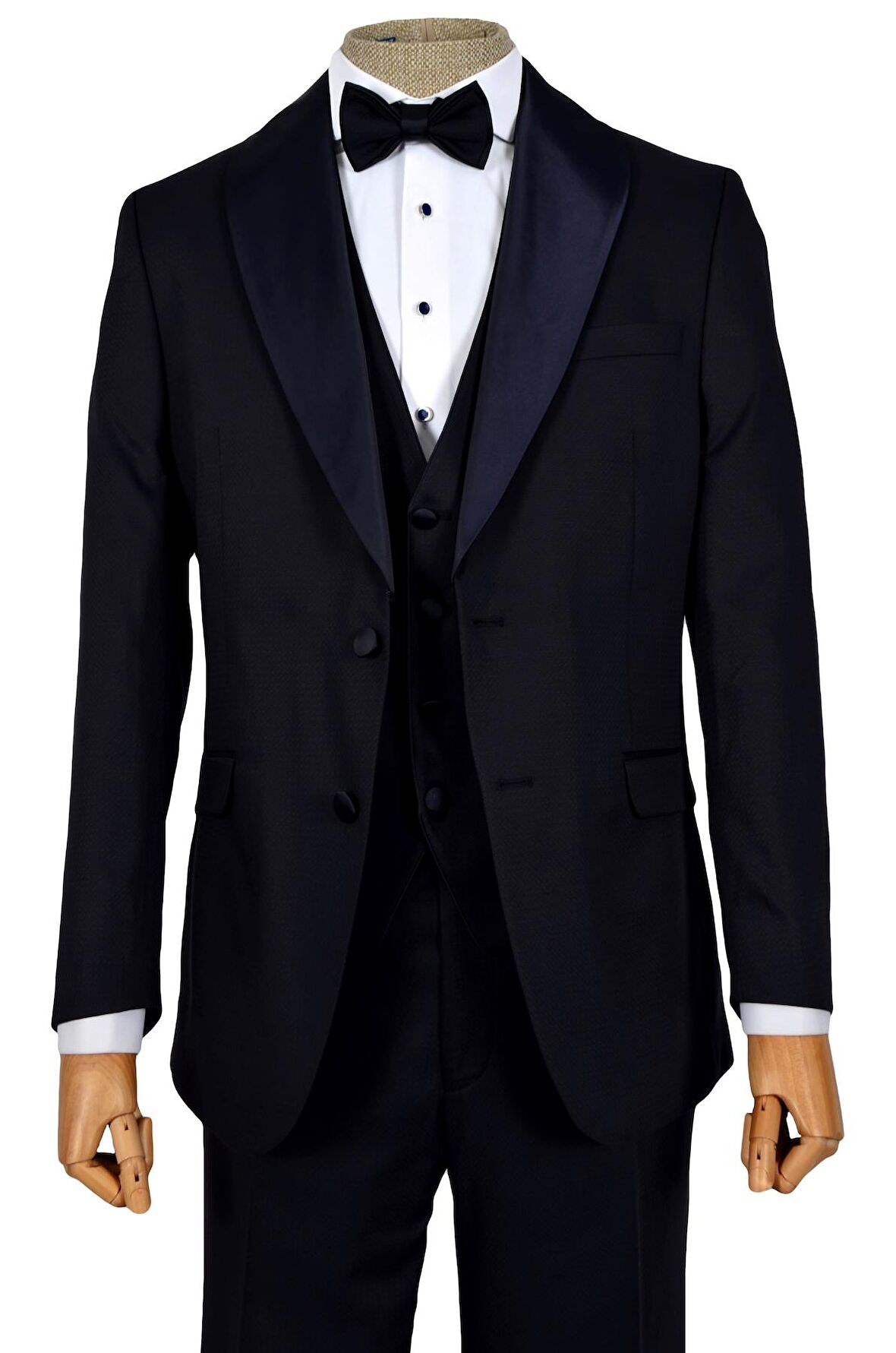 Petek Desen Şal Yaka Çift Düğme Damatlık