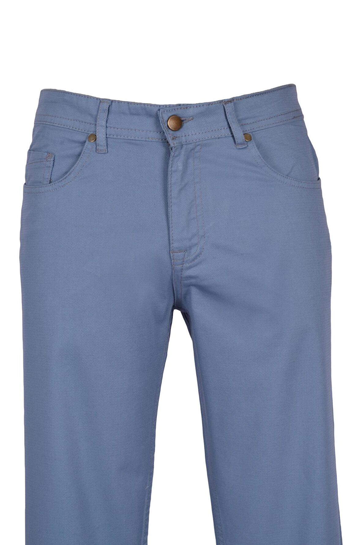 5 Cep Fermuarlı Armürlü Kanvas Pantolon Slim