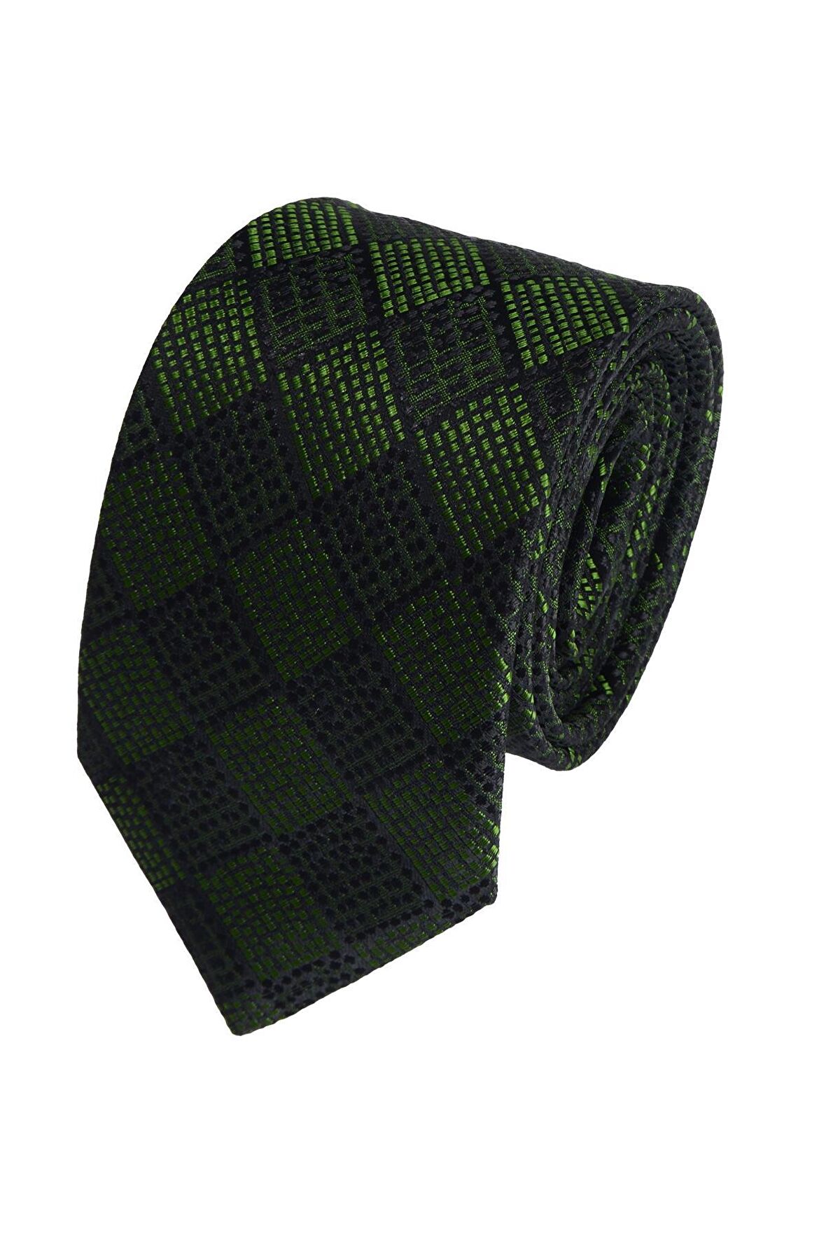 Cengiz İnler Kareli Desen Mendilli Mikrofiber Erkek Kravat