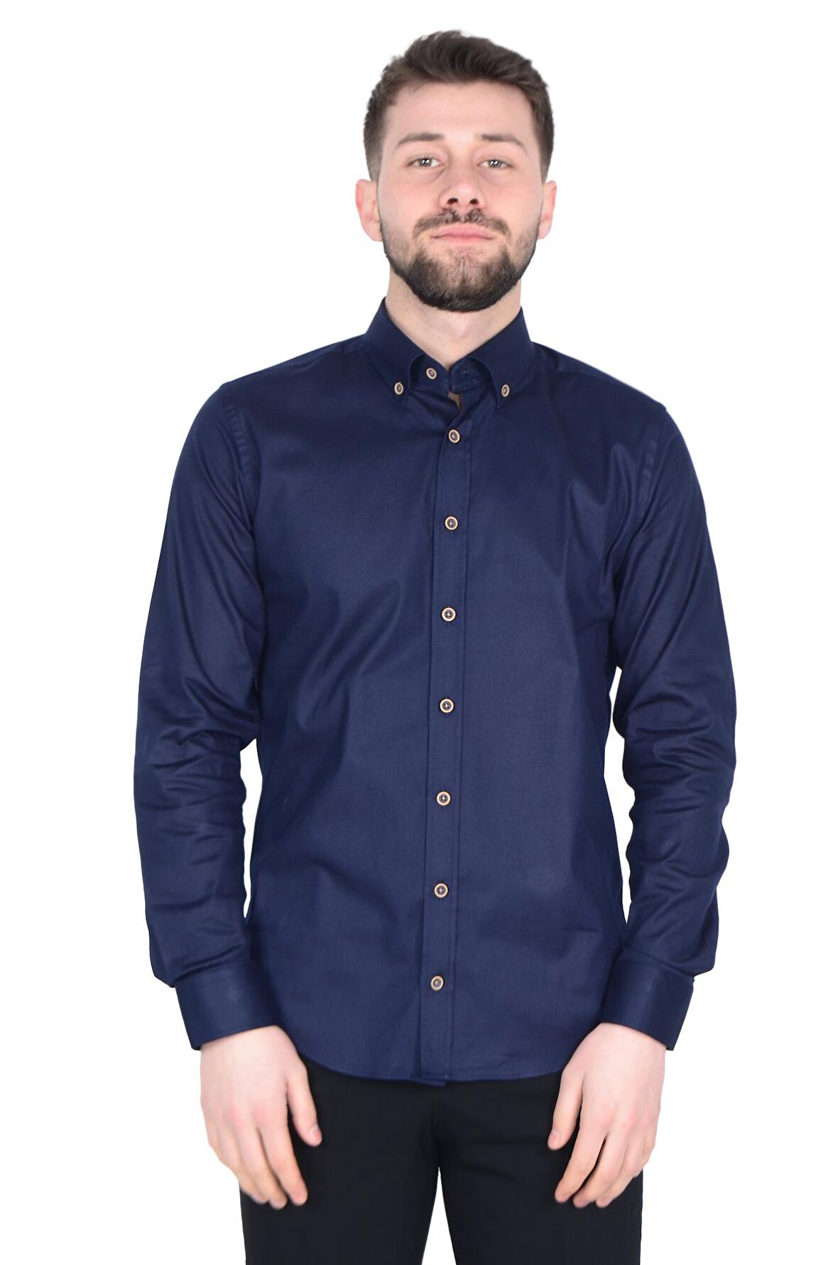 Cengiz İnler Gabardin Yıkamalı Yaka Düğmeli Slimfit Erkek Gömlek