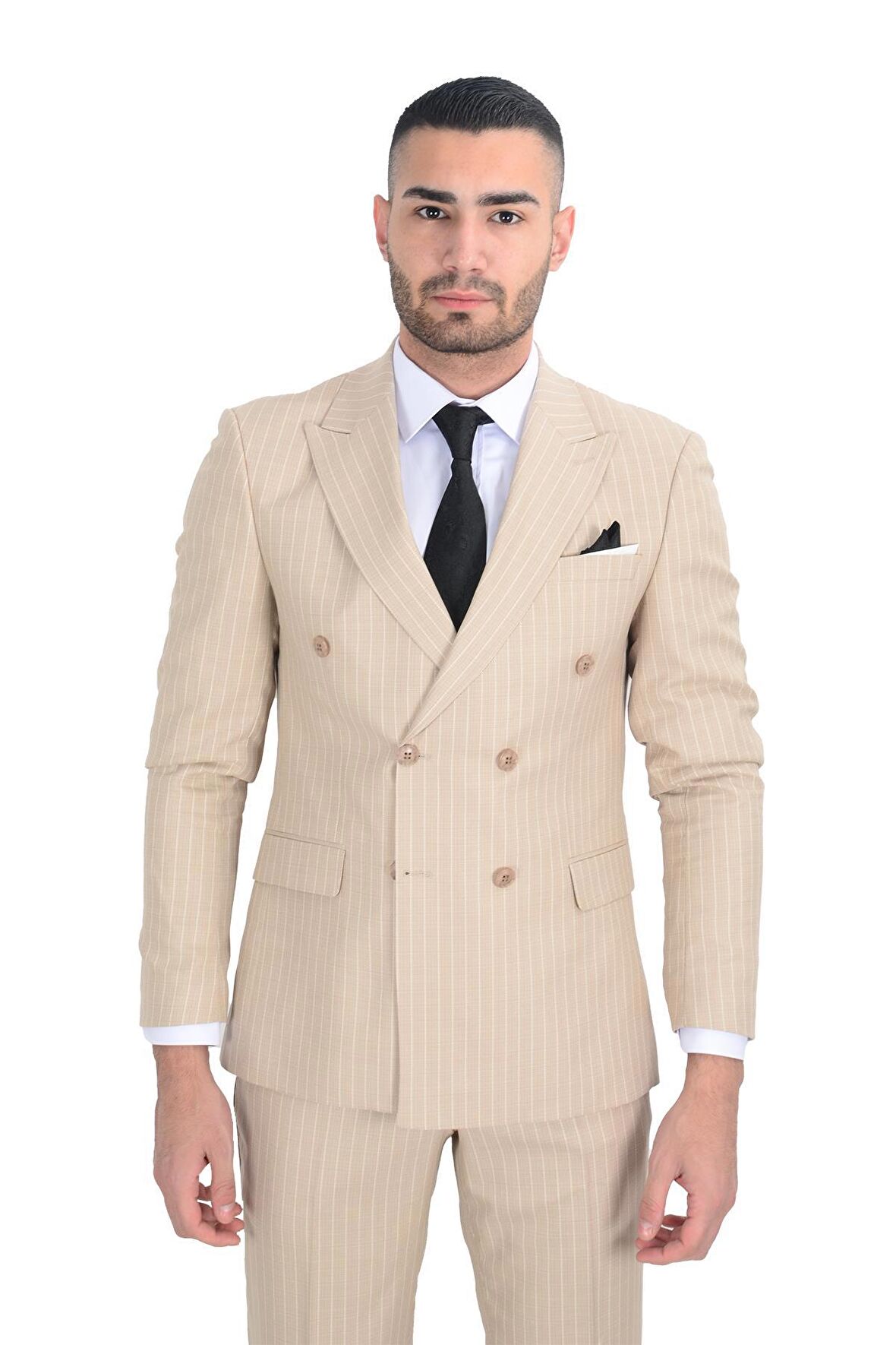 SF144 Çizgili Kruvaze Takım Elbise