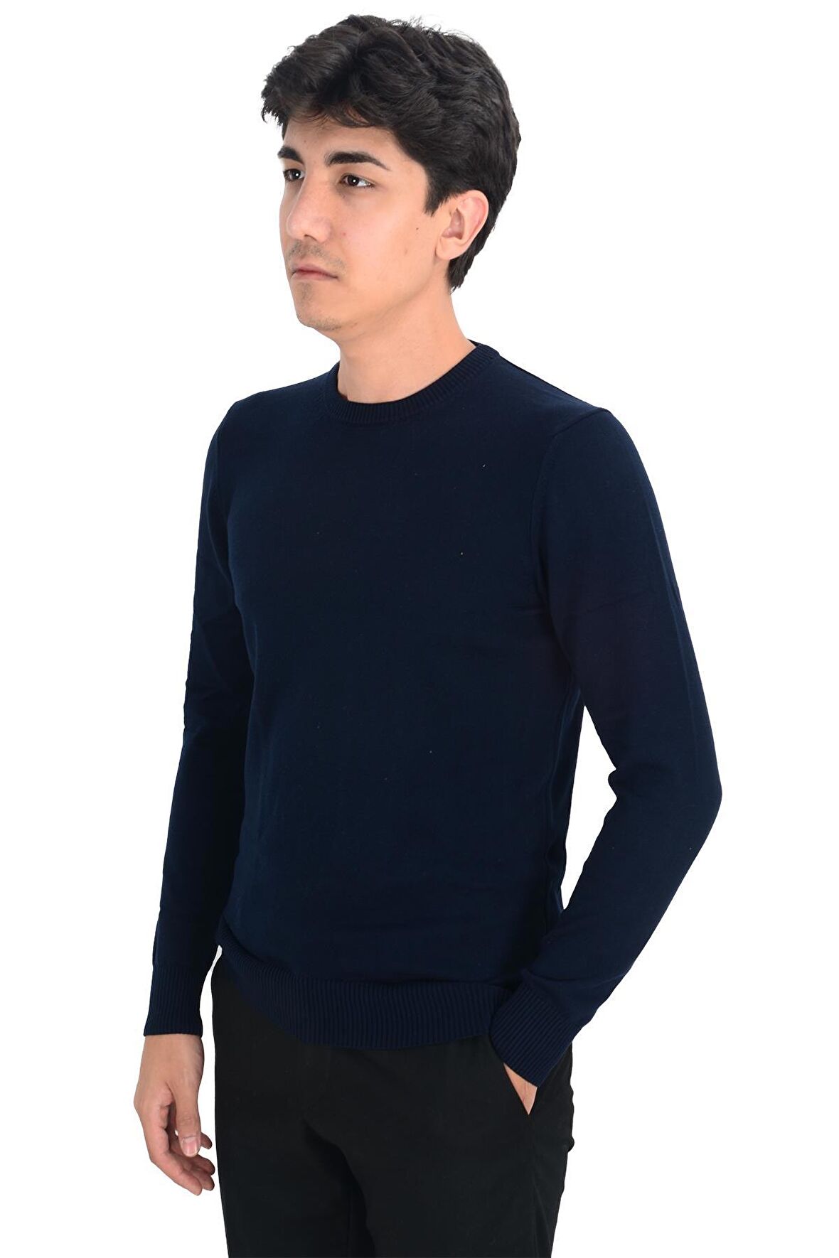 Cengiz İnler Sıfır Yaka Düz Slim Erkek Triko