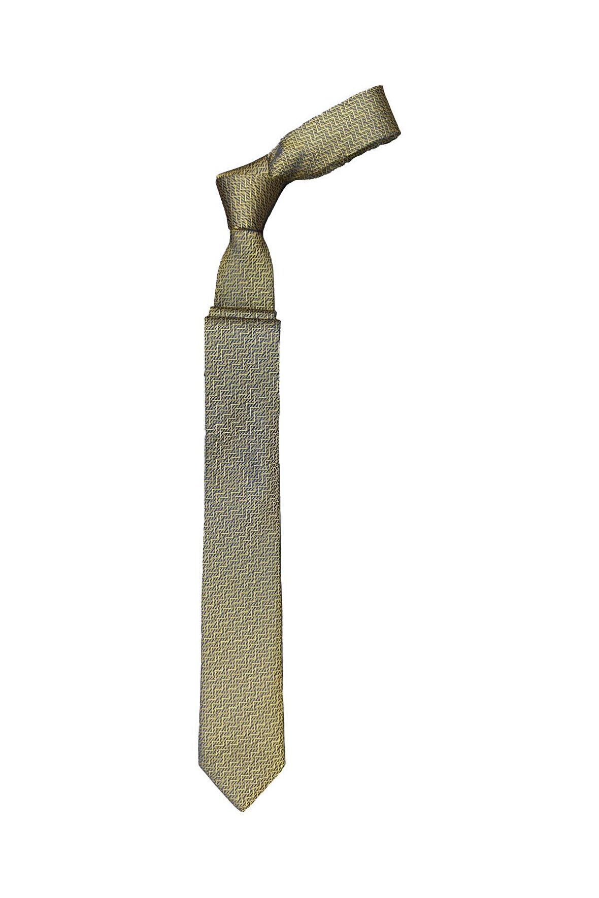 Cengiz İnler Zikzak Desenli Mikrofiber Erkek Kravat Aksesuar