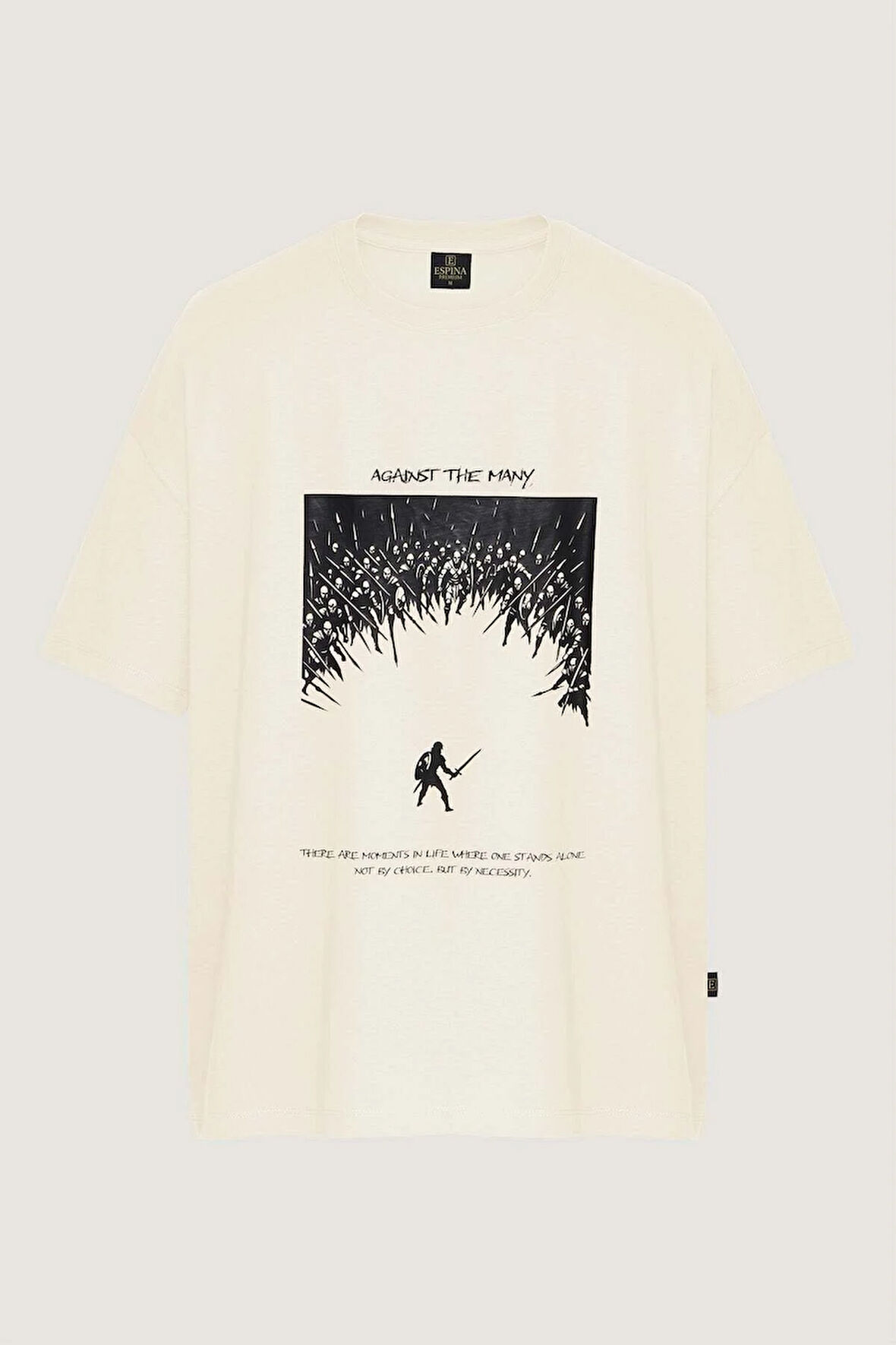 Unisex Aganist The Many Baskılı Oversize Tişört