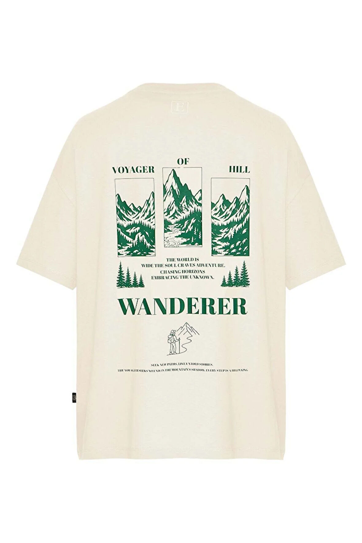 Unisex Wanderer Sırt-Ön Baskılı Oversize Tişört