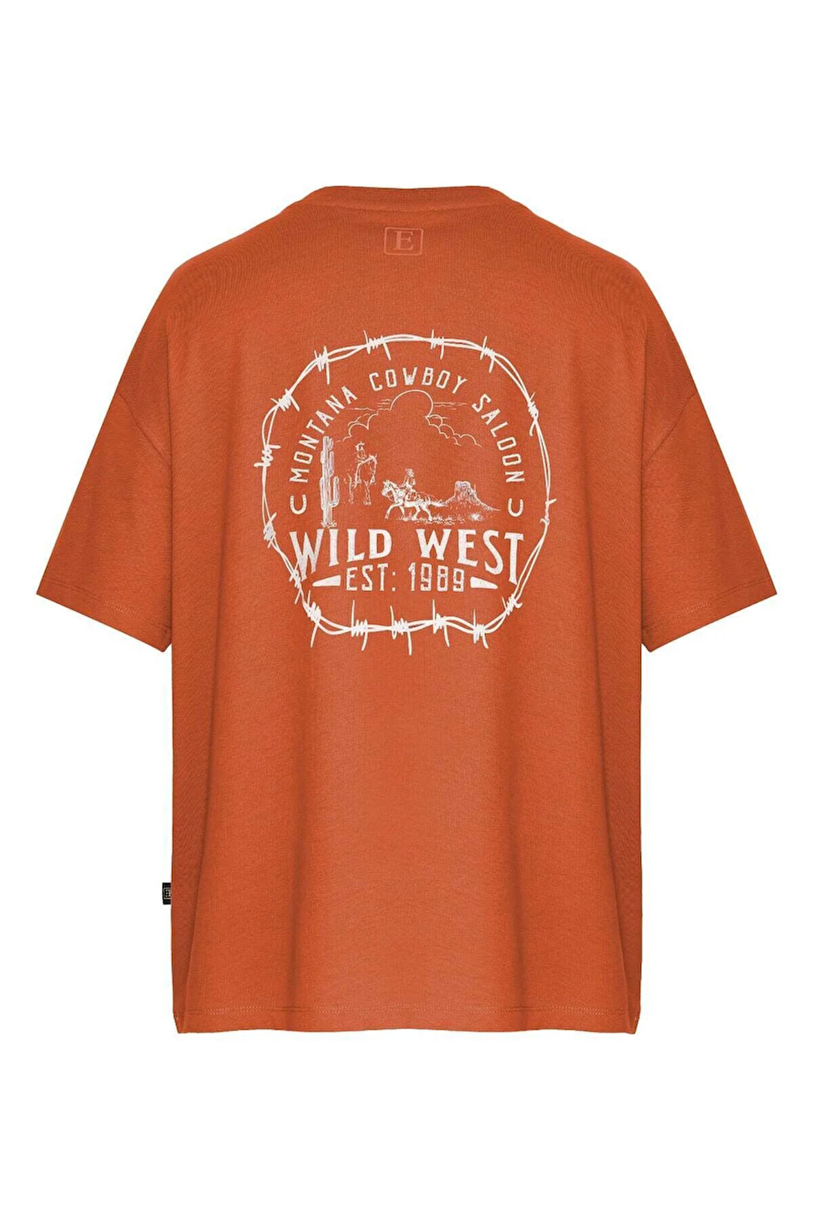Unisex Wild West Sırt-Ön Baskılı Oversize Tişört