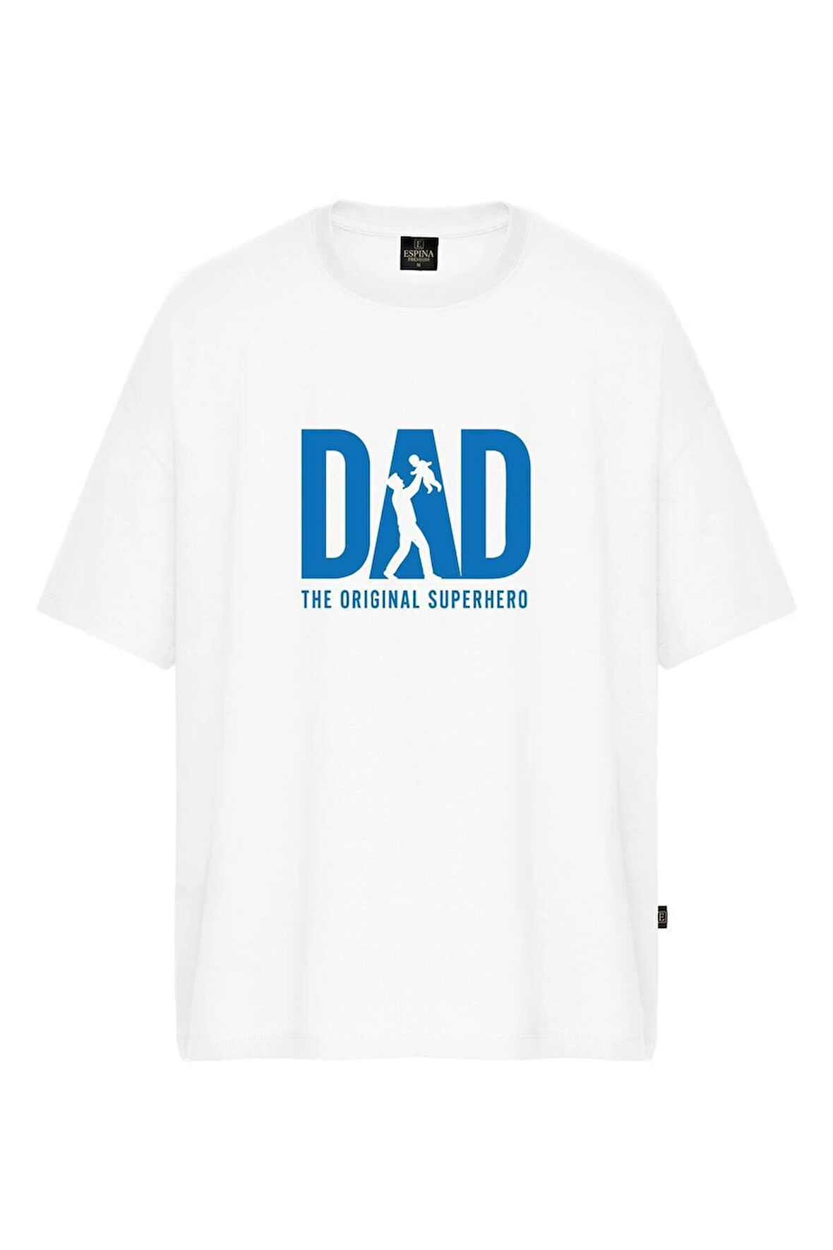Erkek Dad SuperHero Baskılı Oversize Tişört
