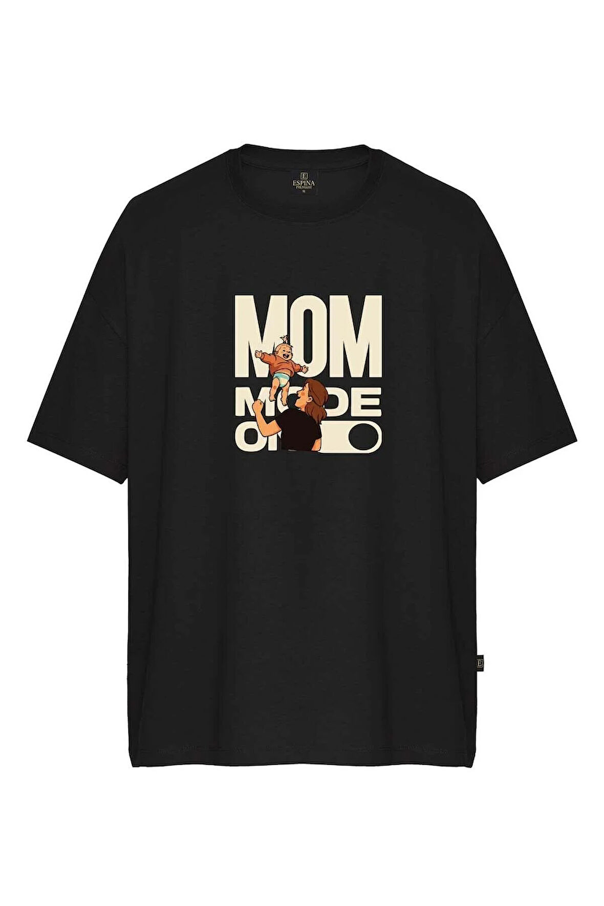 Kadın Mom Mode On Baskılı Oversize Tişört