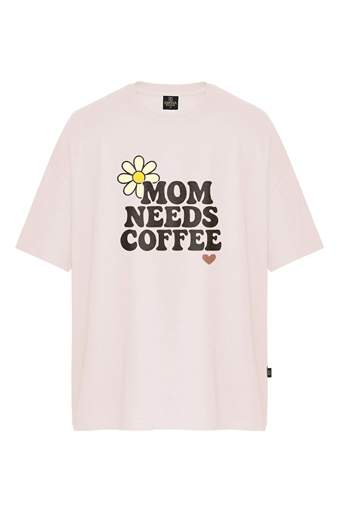 Kadın Mom Needs Coffee Baskılı Oversize Tişört