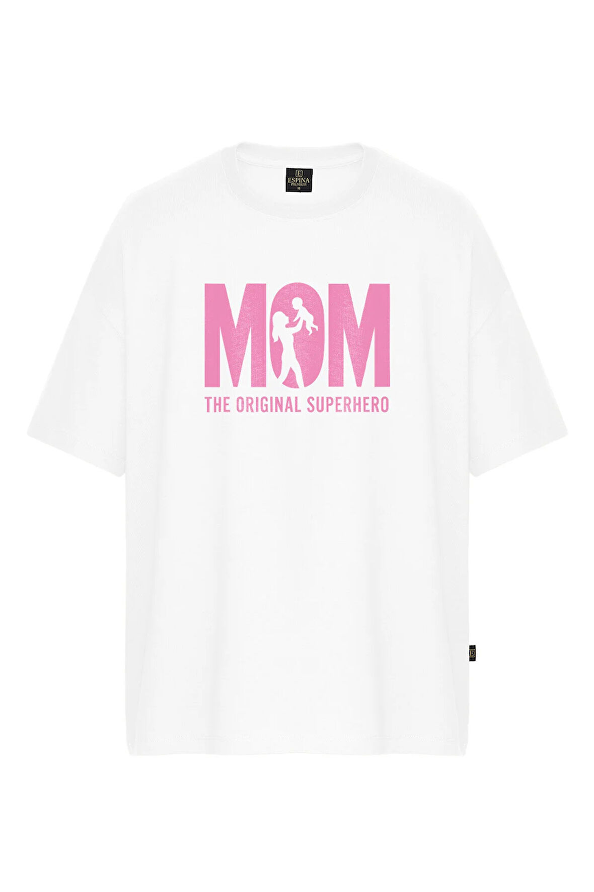 Kadın Mom SuperHero Baskılı Oversize Tişört