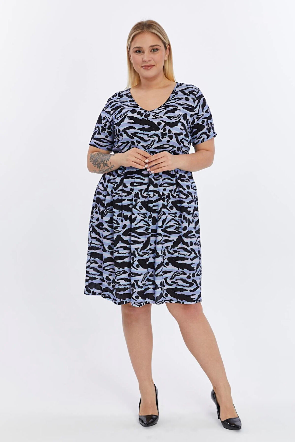 Apsen Kadın Animal Desen Viskon Dokuma Midi Elbise 4497/105