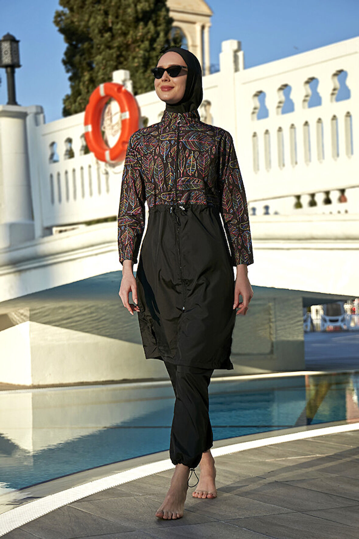 Remsa Paraşüt Tam Kapalı Tesettür Mayo Yaprak Tema 2115 Hülya | Siyah