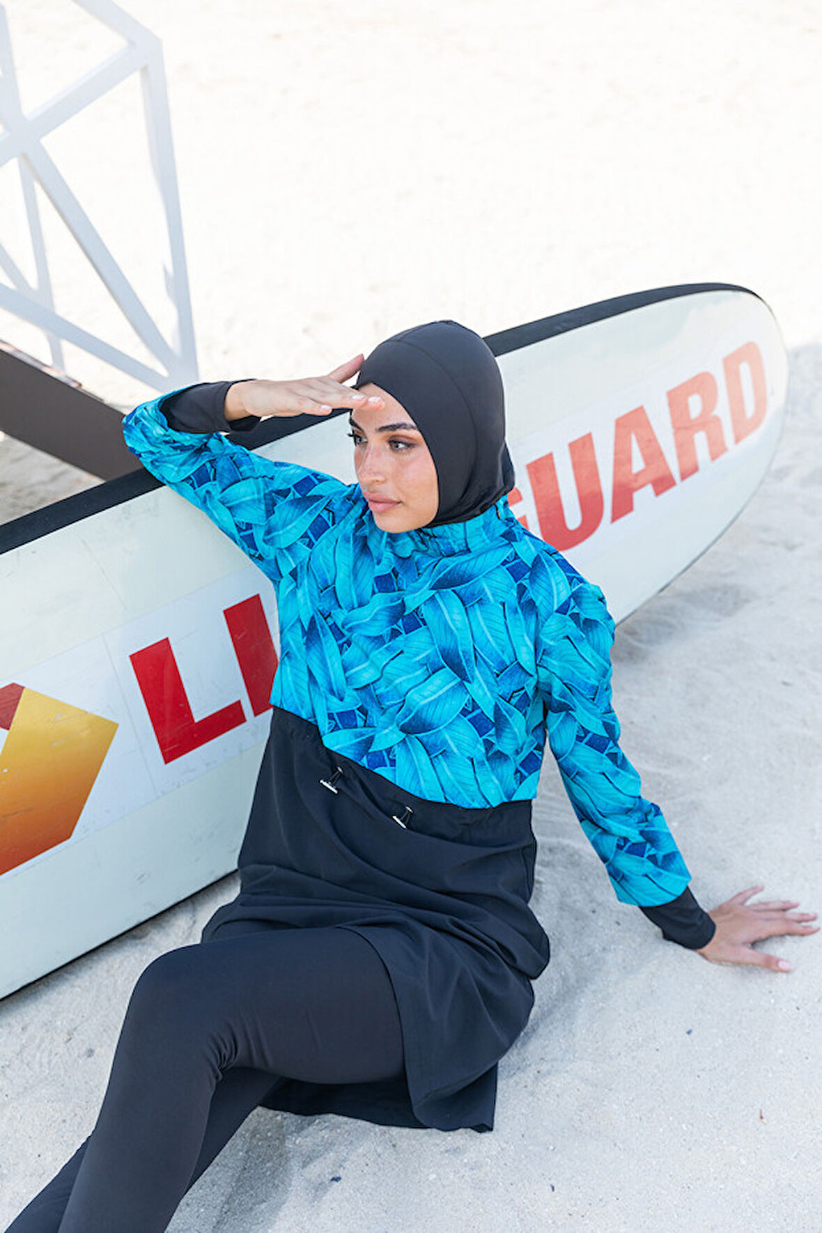 Remsa Tam Kapalı Tesettür Yüzücü Mayo R036 Siyah Berrin | S