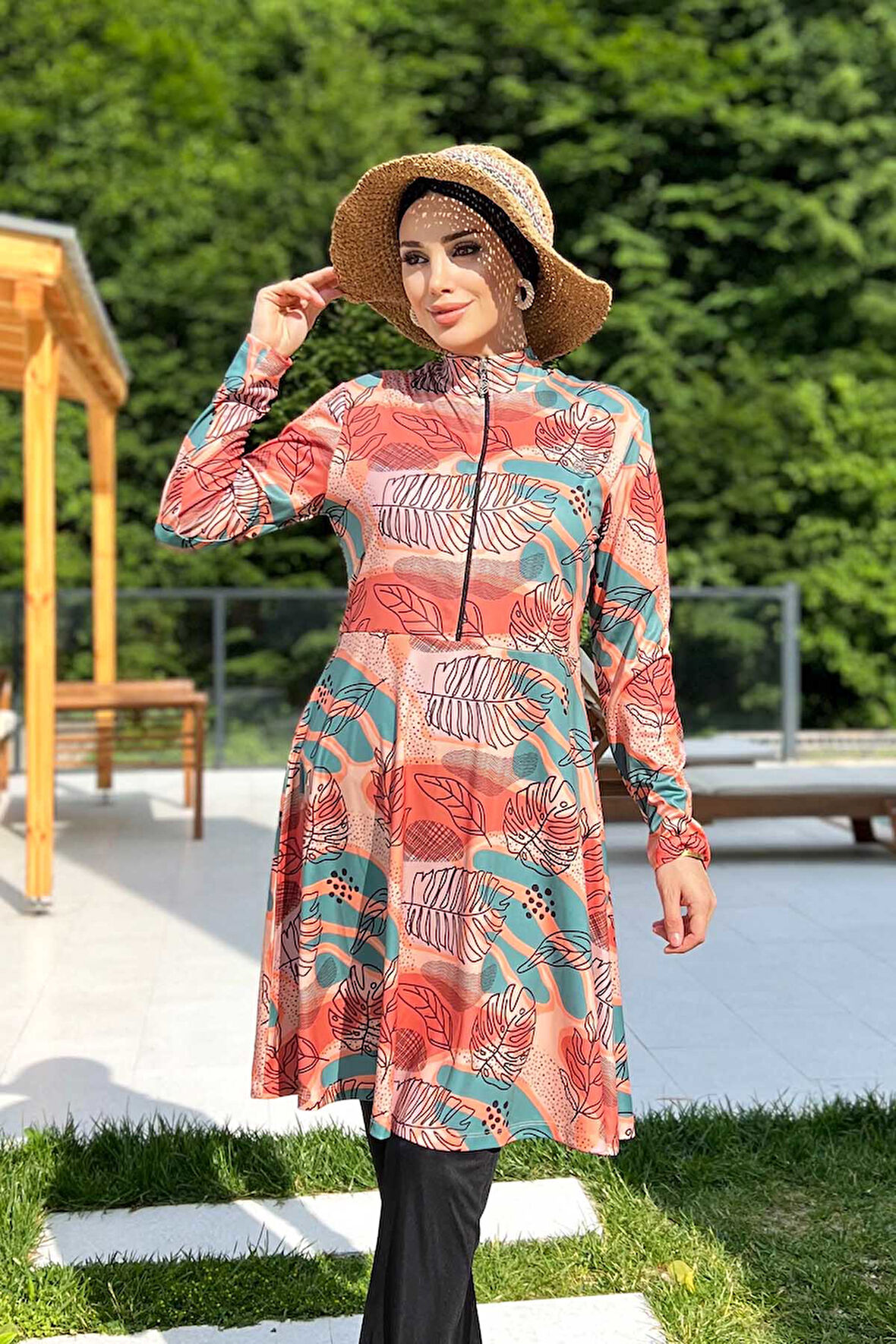 Likralı Tam Kapalı Tesettür Mayo Wılson 9222 Siyah | XL
