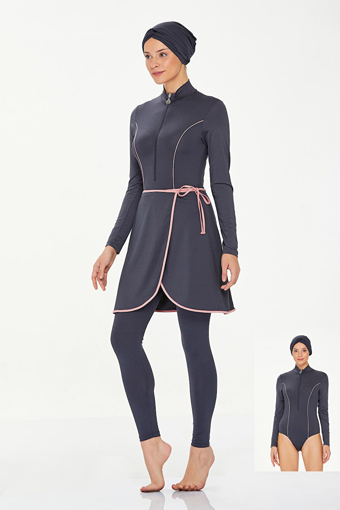 Likralı Tam Kapalı Tesettür Mayo Torı 8230 Antrasit | XXL